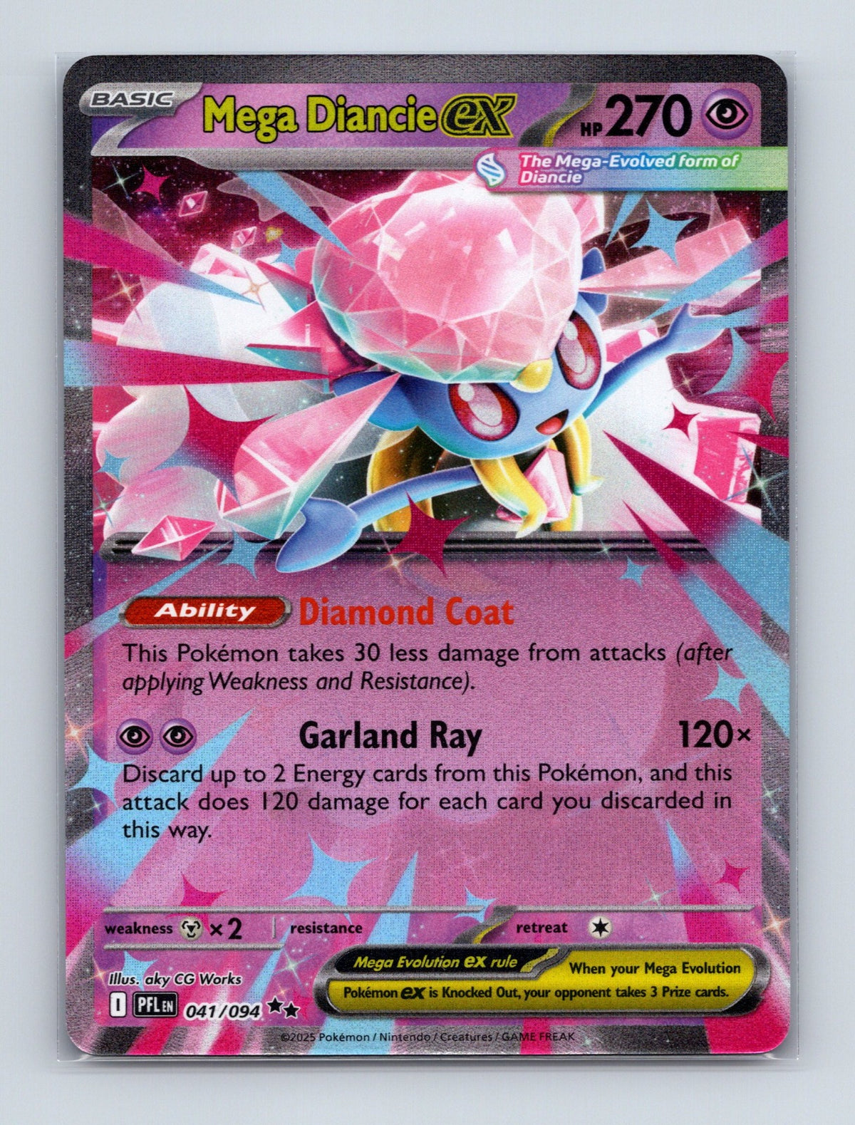 2025 Pokemon Mega Diancie ex ME02: Phantasmal Flames 041/094 Holo Double Rare NM
