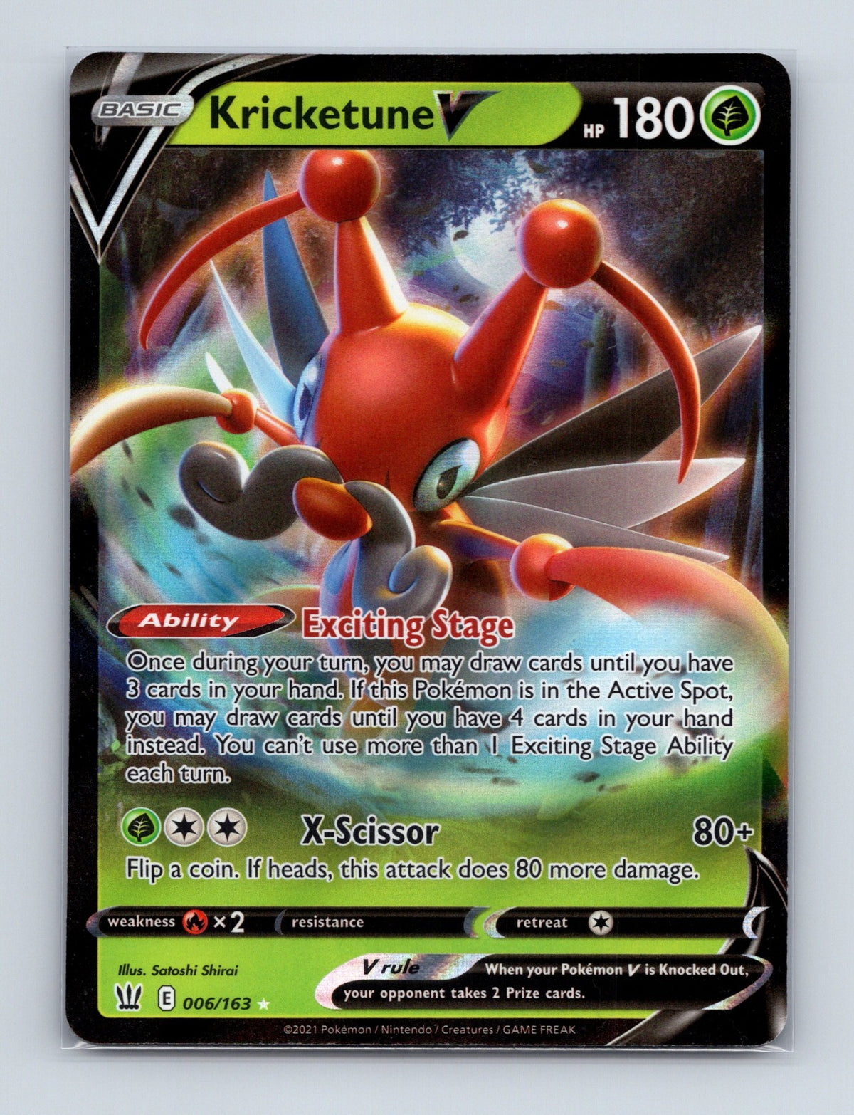 2021 Pokemon TCG Kricketune V SWSH05: Battle Styles 006/163 Holo Ultra Rare NM