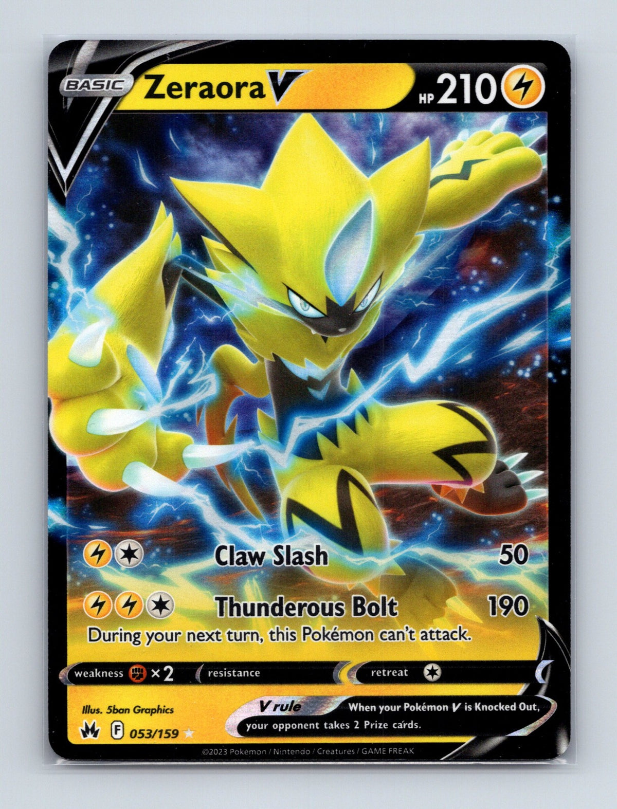 2023 Pokemon TCG Zeraora V SWSH: Crown Zenith 053/159 Holo Ultra Rare NM