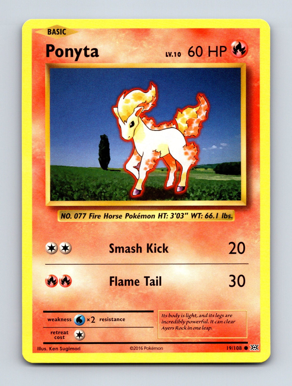 2016 Pokemon TCG Ponyta XY - Evolutions 19/108 Common NM
