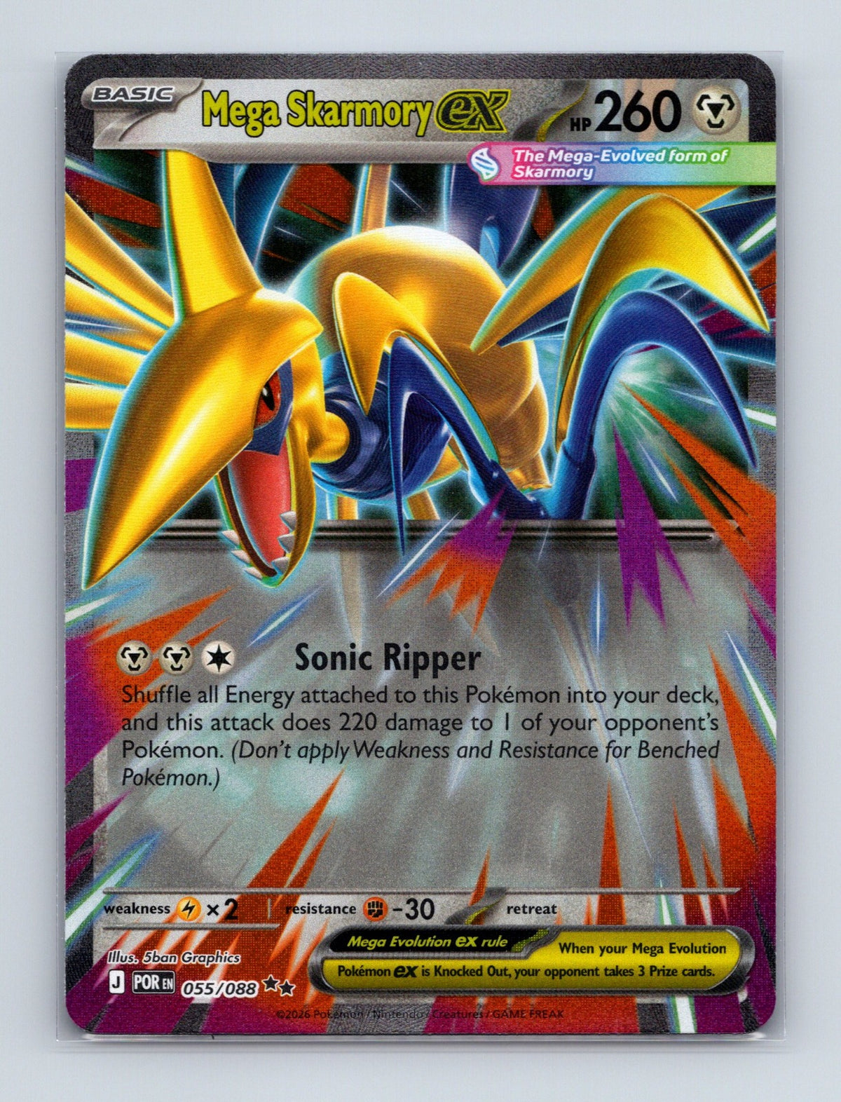 2026 Pokemon Mega Skarmory ex ME03: Perfect Order 055/088 Holo Double Rare NM