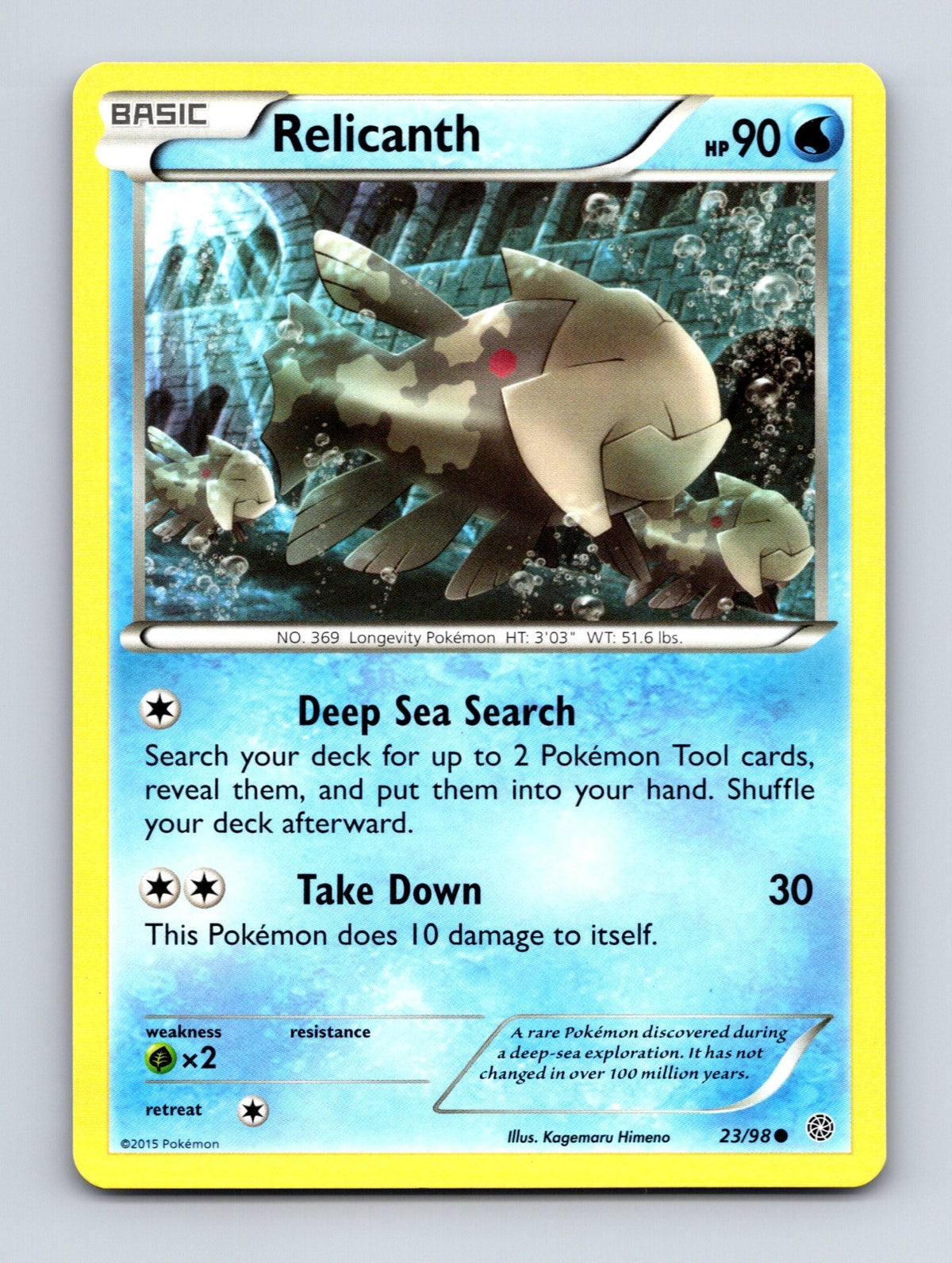 2015 Pokemon TCG Relicanth XY - Ancient Origins 23/98 Common NM