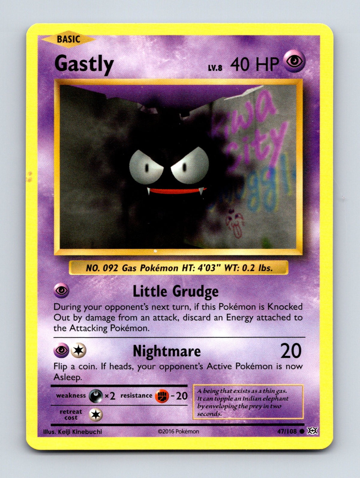 2016 Pokemon TCG Gastly XY - Evolutions 47/108 Common NM