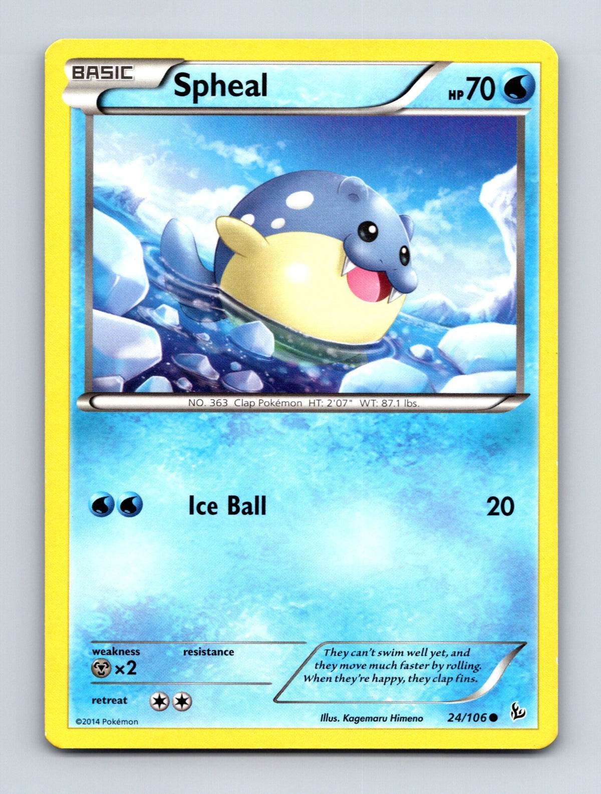 2014 Pokemon TCG Spheal XY - Flashfire 24/106 Common NM