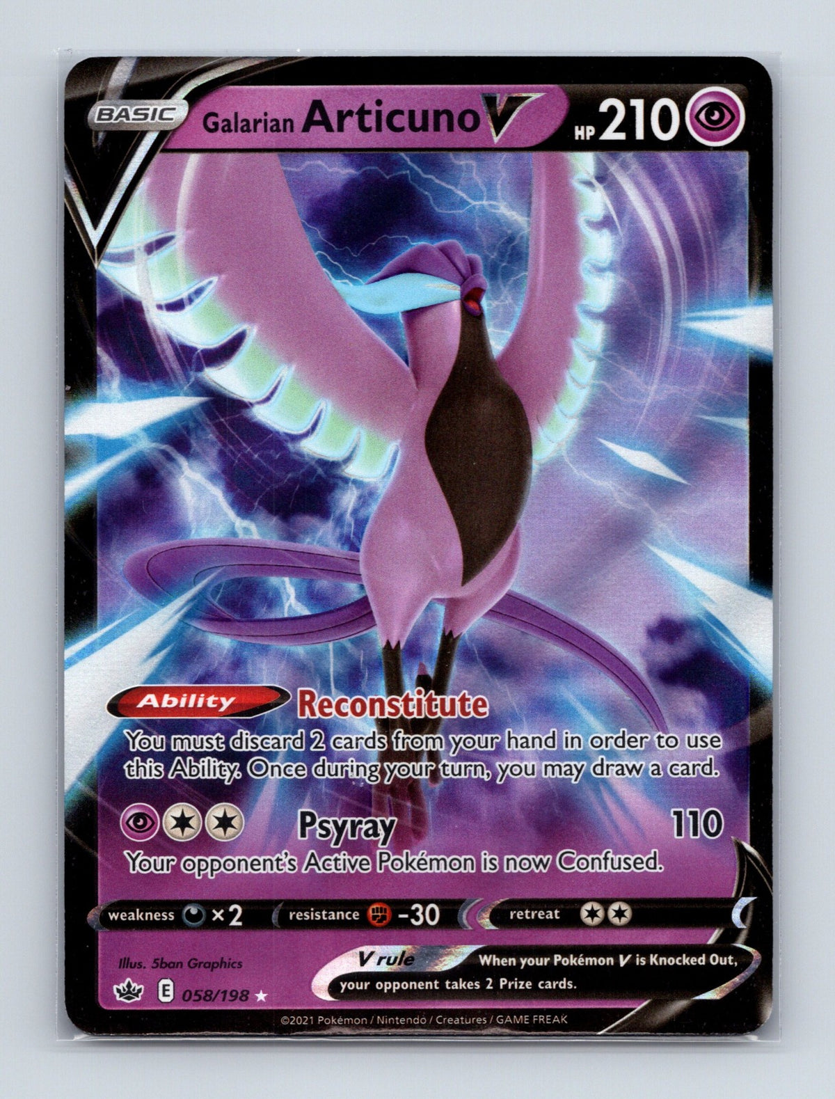 2021 Pokemon  Galarian Articuno V SWSH06: Chilling Reign 058/198 Ultra Rare NM