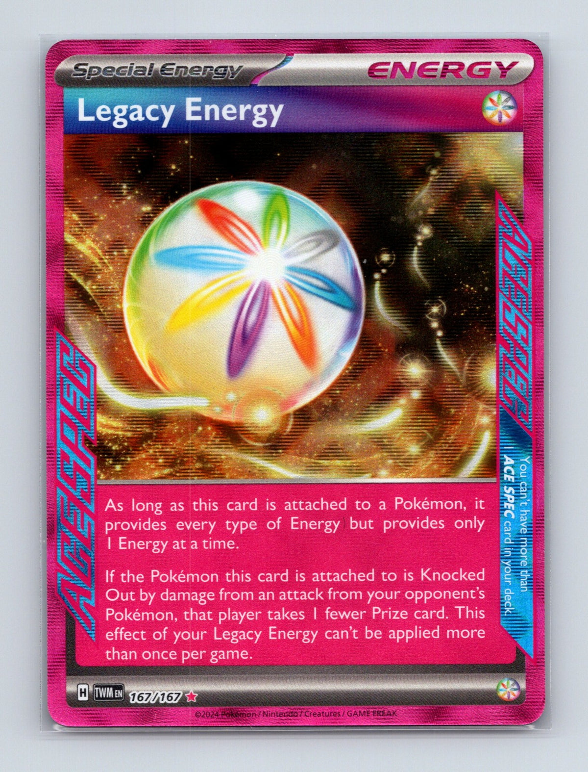 2024 Pokemon Legacy Energy SV06: Twilight Masquerade 167/167 ACE SPEC Rare NM