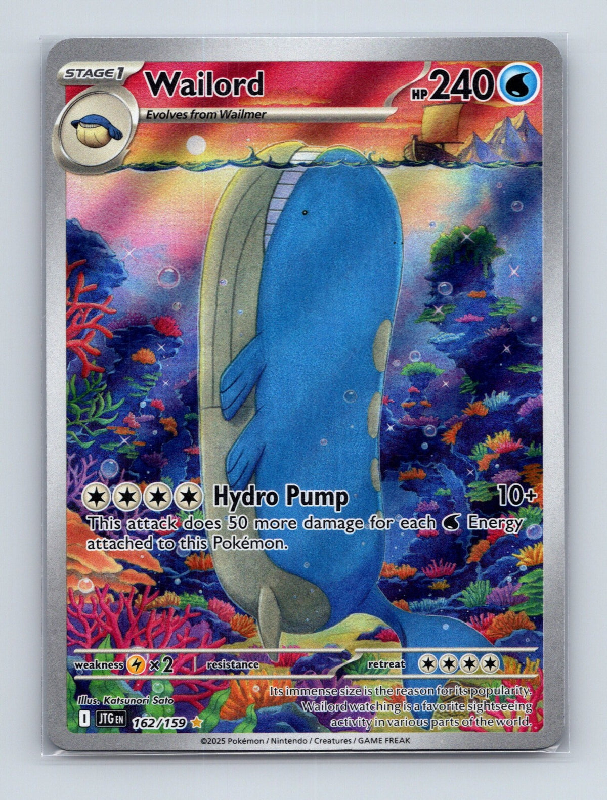 2025 Pokemon Wailord SV09: Journey Together 162/159 Holo Illustration Rare NM