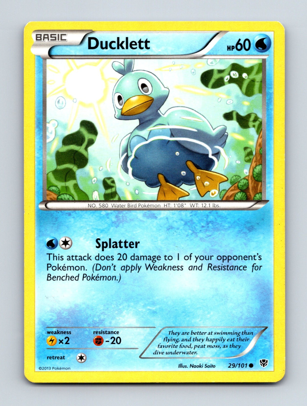 2013 Pokemon TCG Ducklett Plasma Blast 29/101 Common LP