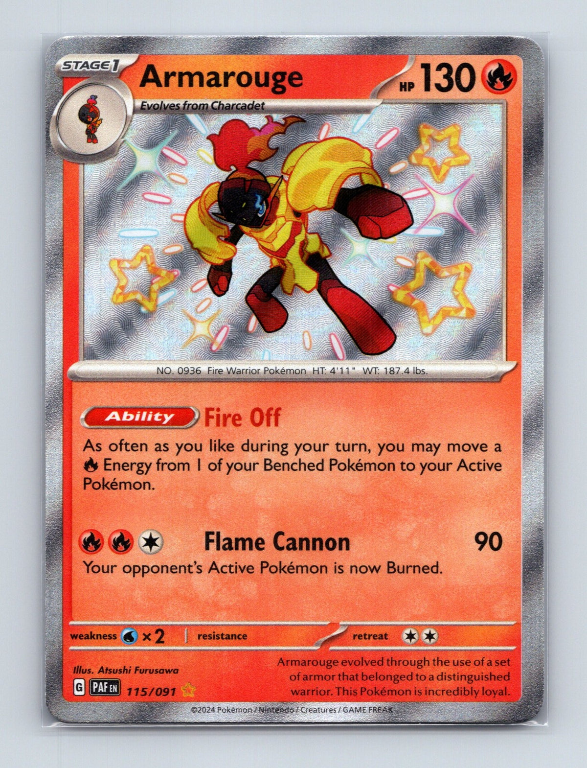 2024 Pokemon TCG Armarouge SV: Paldean Fates 115/091 Holo Shiny Rare NM