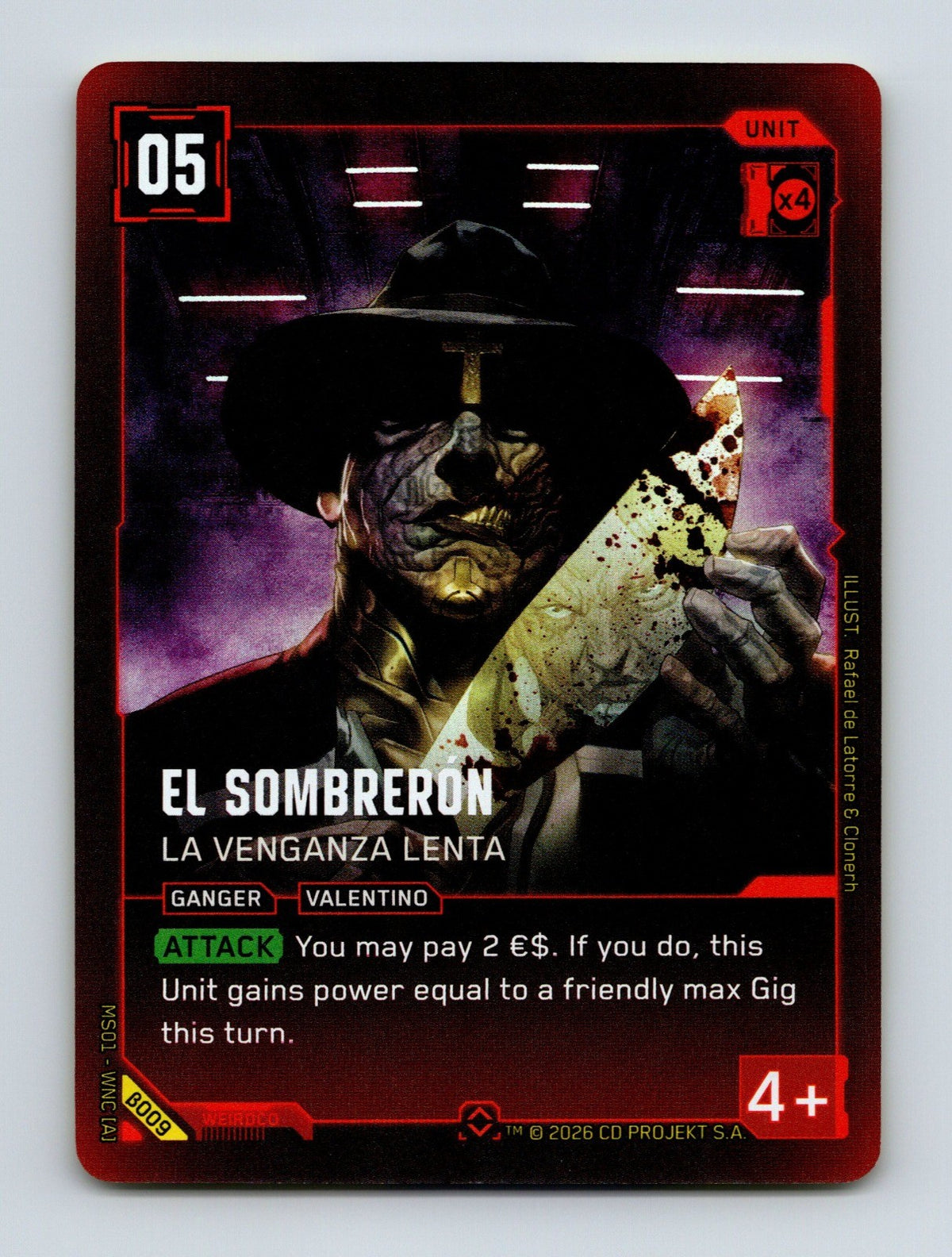 Cyberpunk TCG Beta El Sombreron - La Venganza Lenta B009 Rare NM