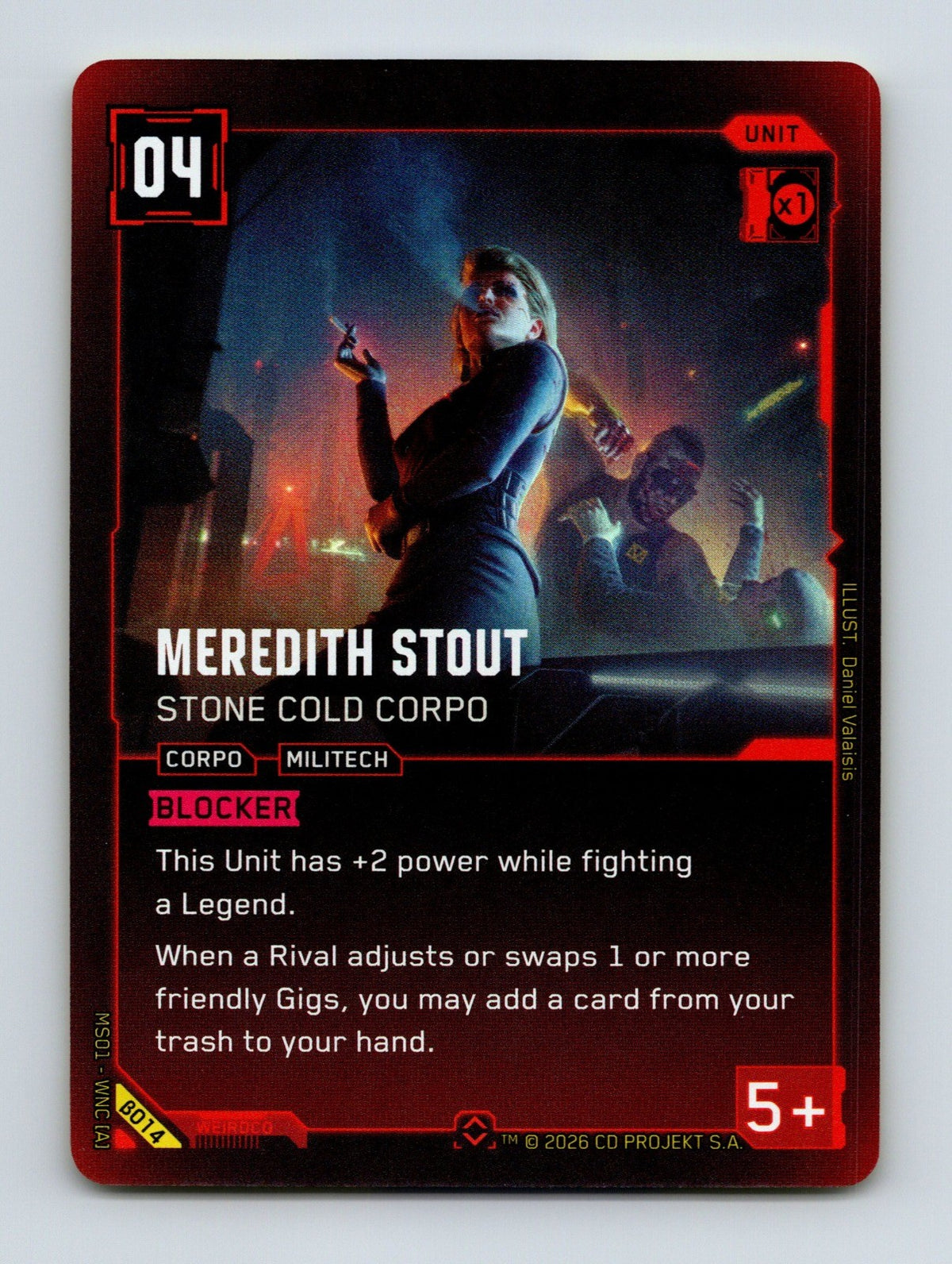 Cyberpunk TCG Beta Meredith Stout - Stone Cold Corpo 014 NM