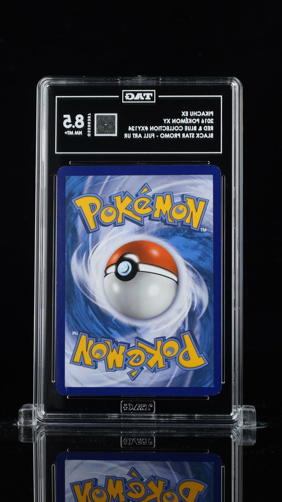 TAG 8.5 NM MT+ Pikachu EX XY124 Full Art Red & Blue Collection Promo Pokemon