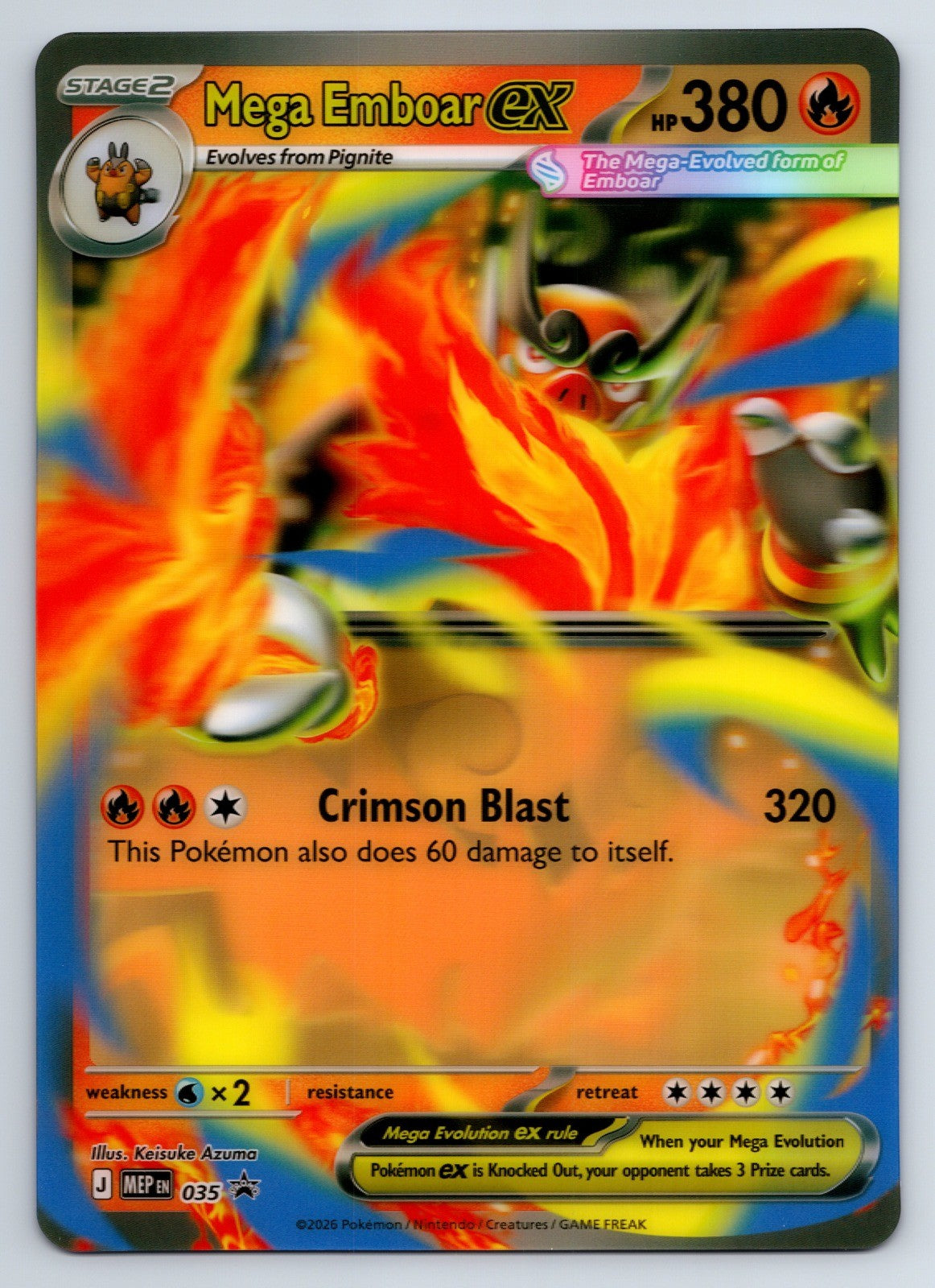 Pokemon Mega Emboar ex 035 Holo Promo Jumbo Oversized NM
