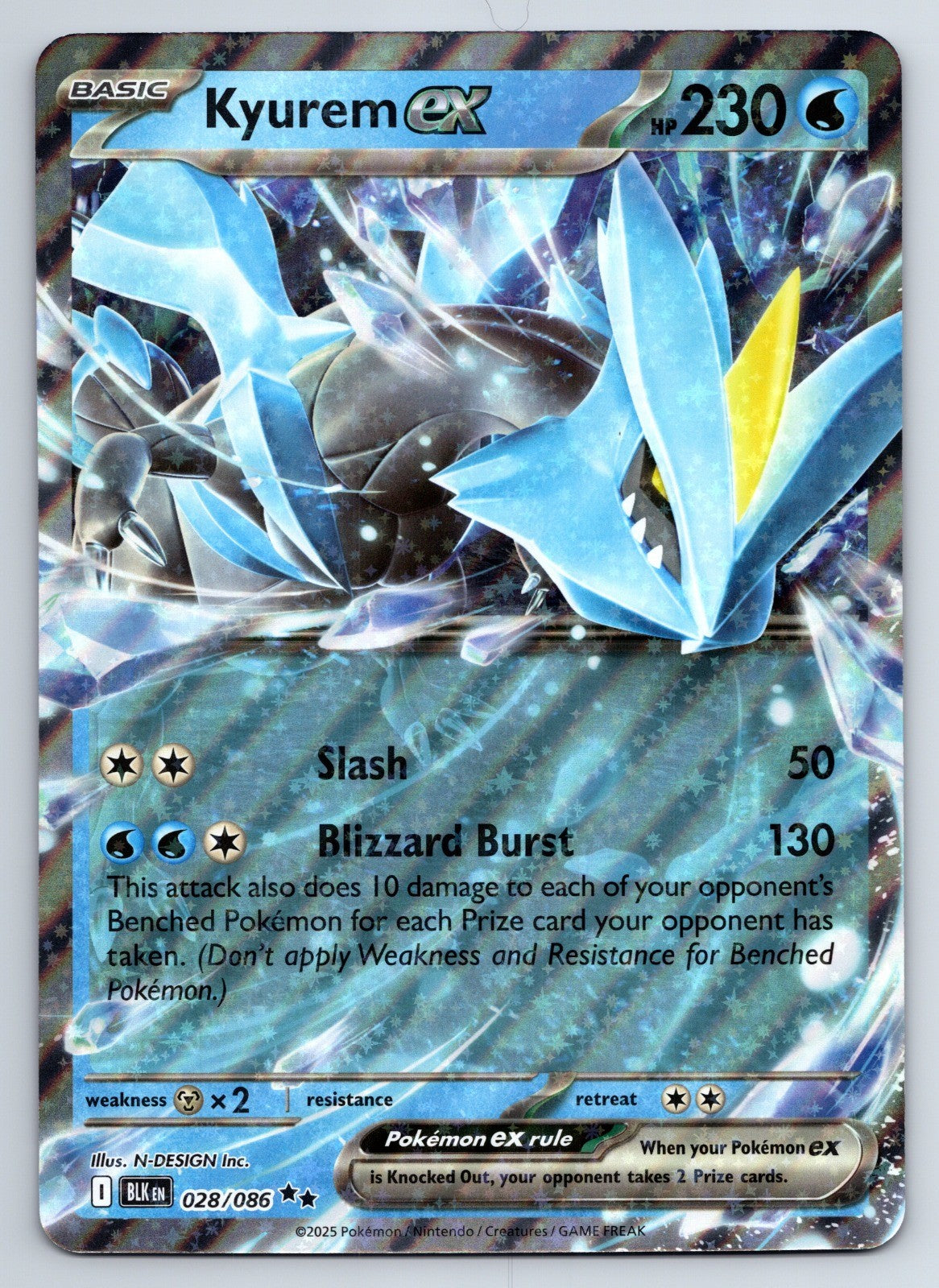 Pokemon Kyurem ex Black Bolt 028/086 Holo Double Rare Jumbo Oversized NM
