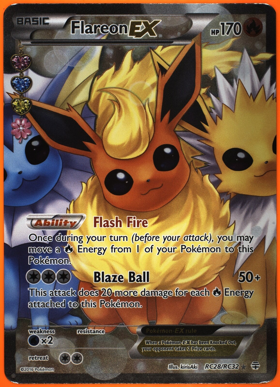 2016 Pokemon Generations RC Flareon EX #RC28 Full Art Ultra Rare TAG 8.5 NM-MT+