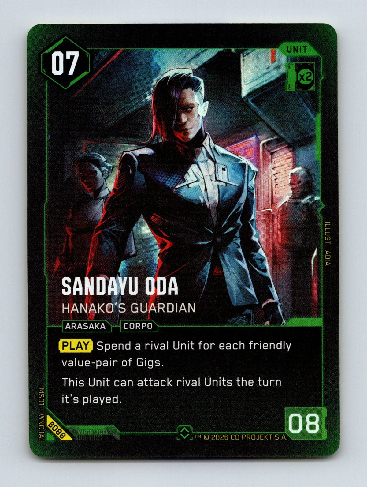 Cyberpunk TCG Beta Sandayu Oda - Hanako's Guardian (Rare) B088 Rare NM