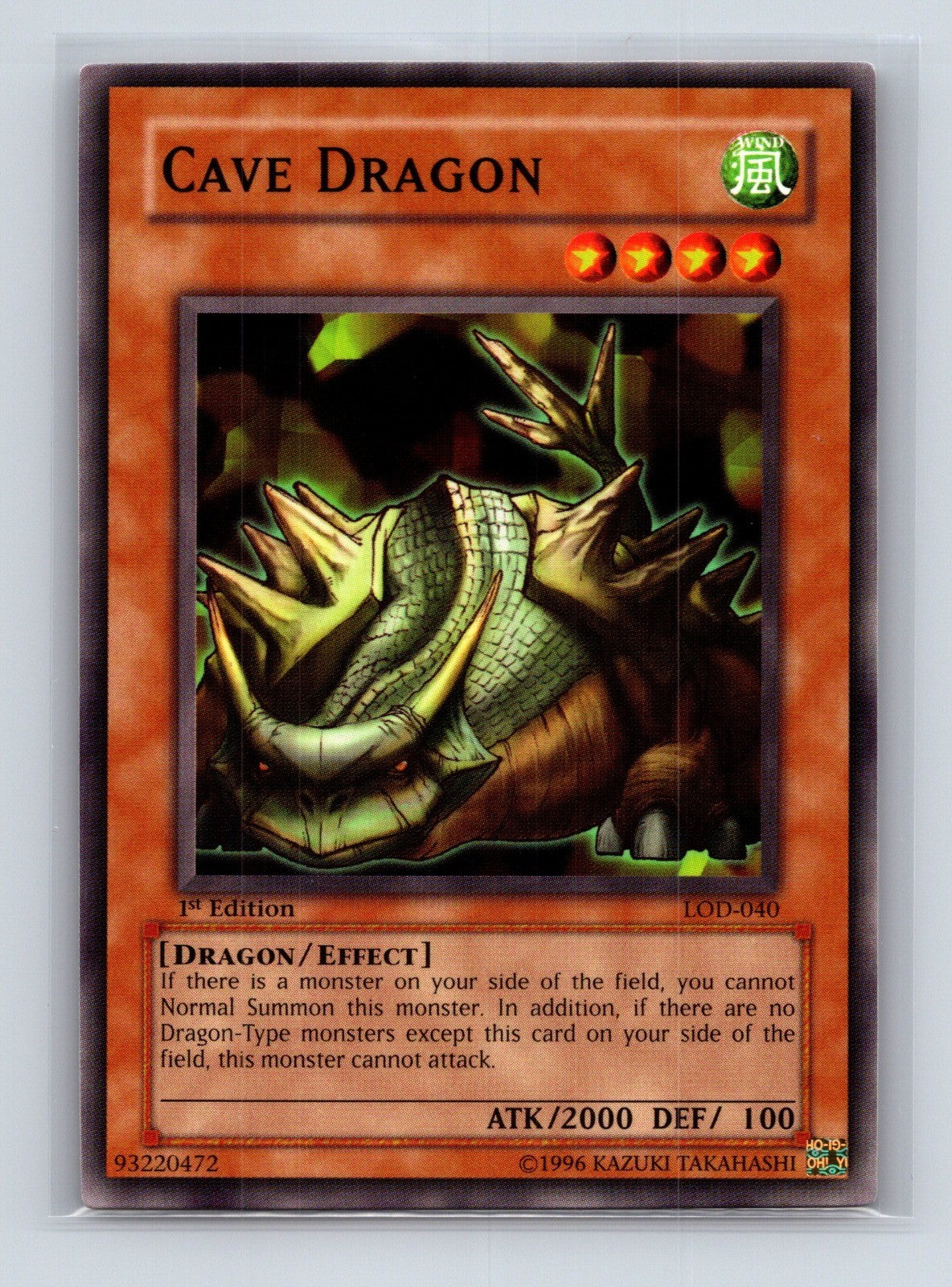 Yugioh Cave Dragon LOD-040 Common 1st Edition NM