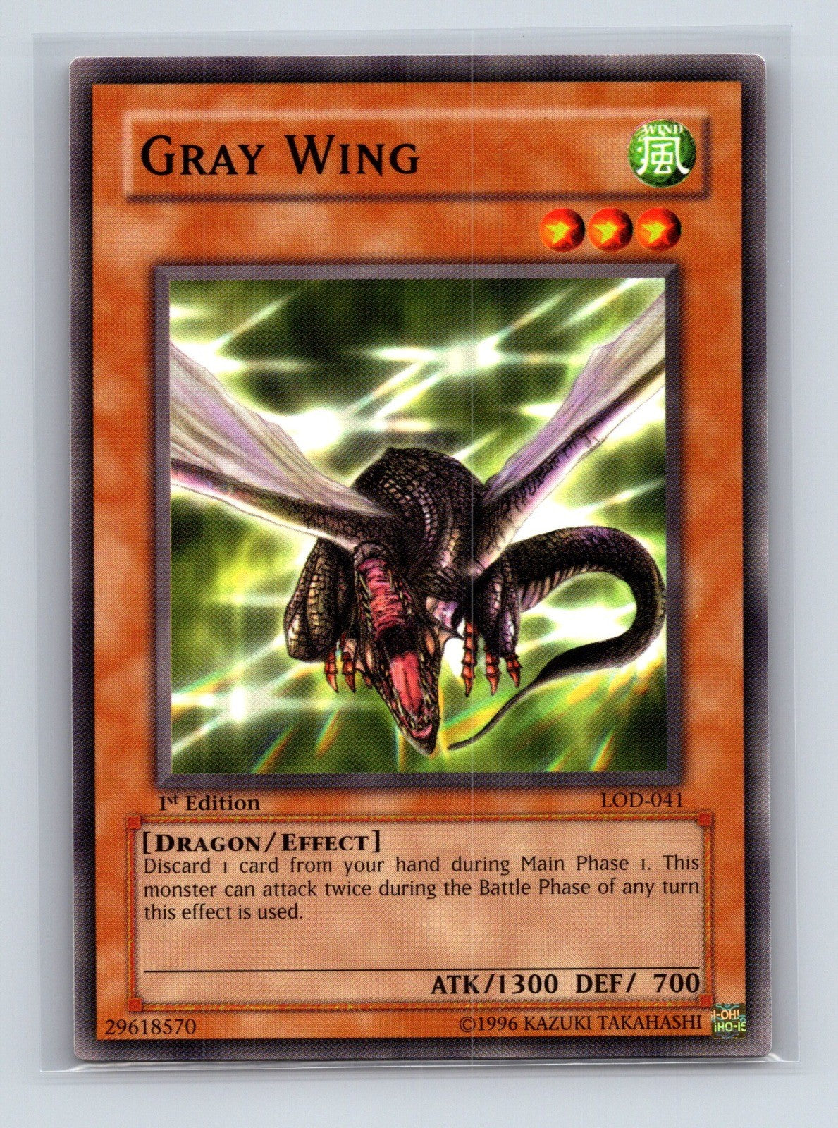 Yugioh Gray Wing LOD-041 Common 1st Edition NM