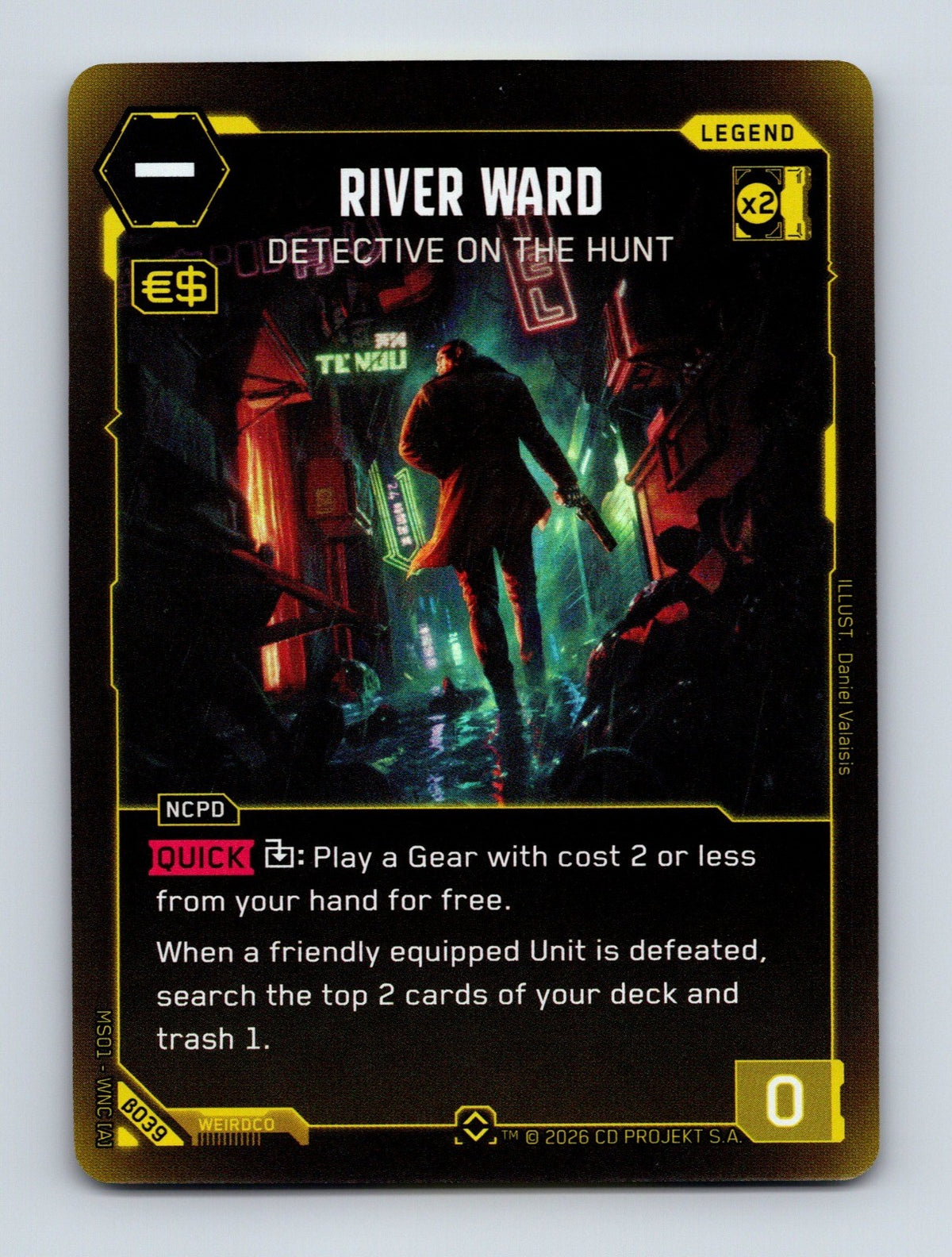 Cyberpunk TCG Beta River Ward - Detective on the Hunt (Rare) B039 Rare NM