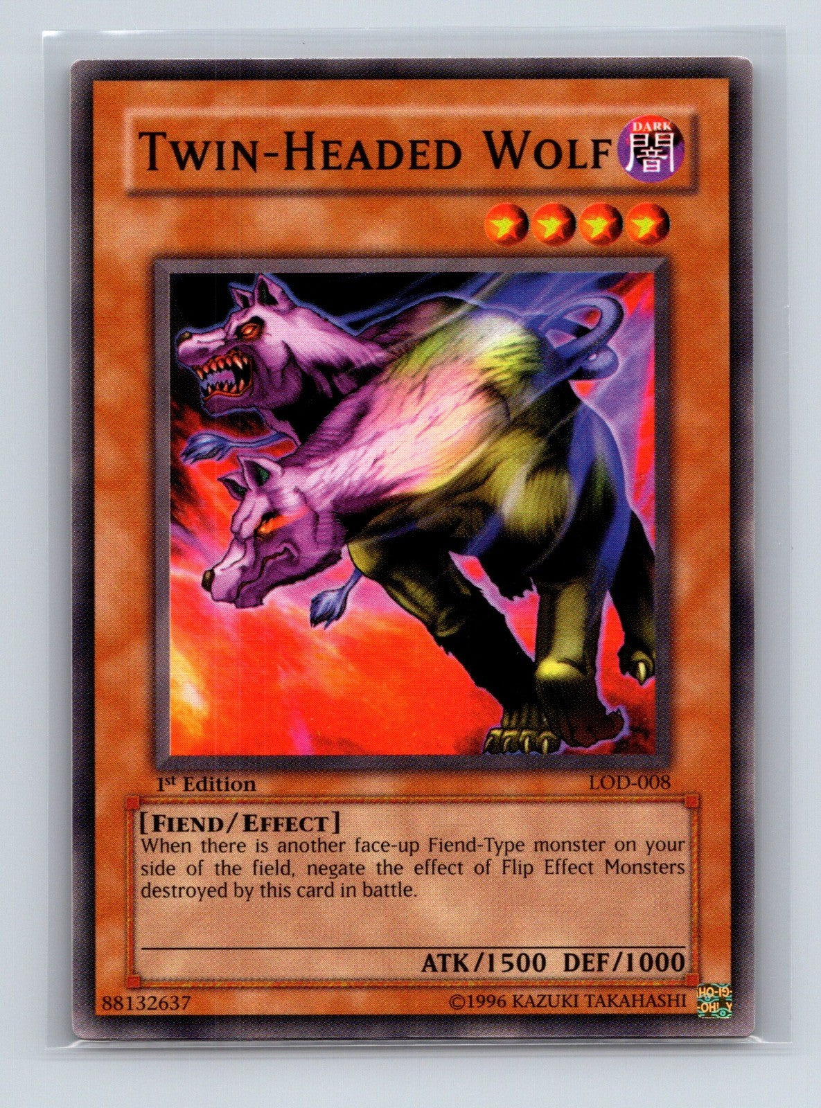 Yugioh Twin-Headed Wolf LOD-008 Common 1st Edition NM