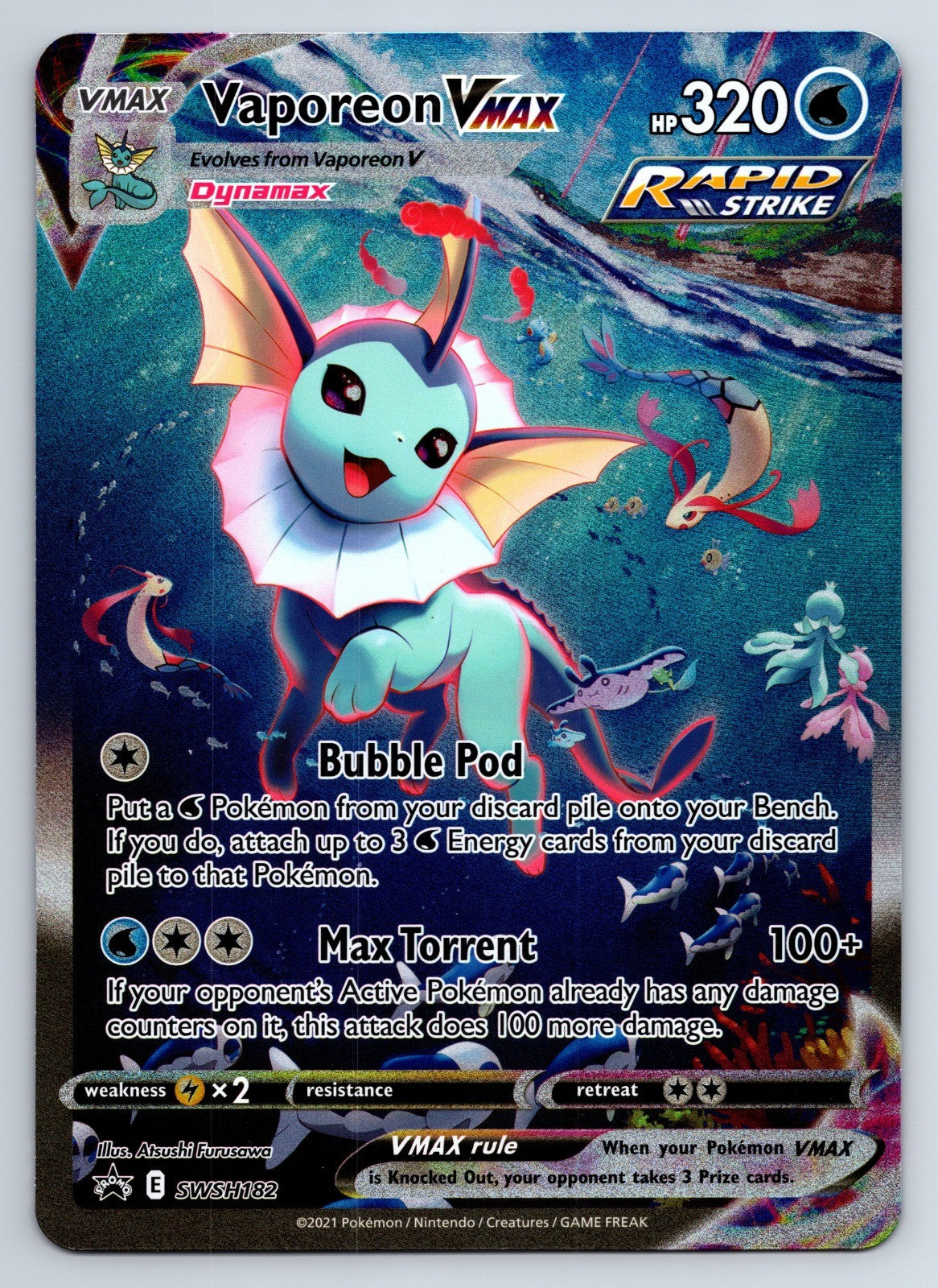 Pokemon Vaporeon VMAX SWSH182 Holo Promo Jumbo Oversized NM