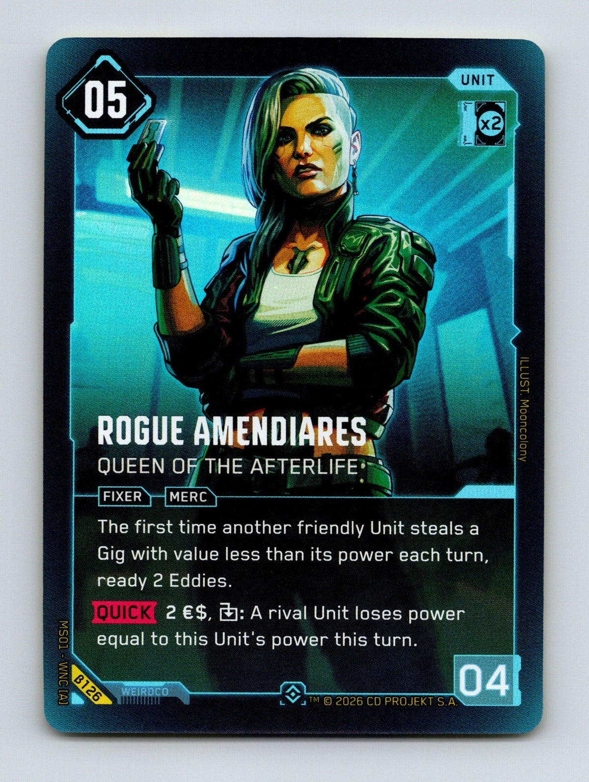 Cyberpunk TCG Beta Rogue Amendiares - Queen of the Afterlife (Epic) 126 NM