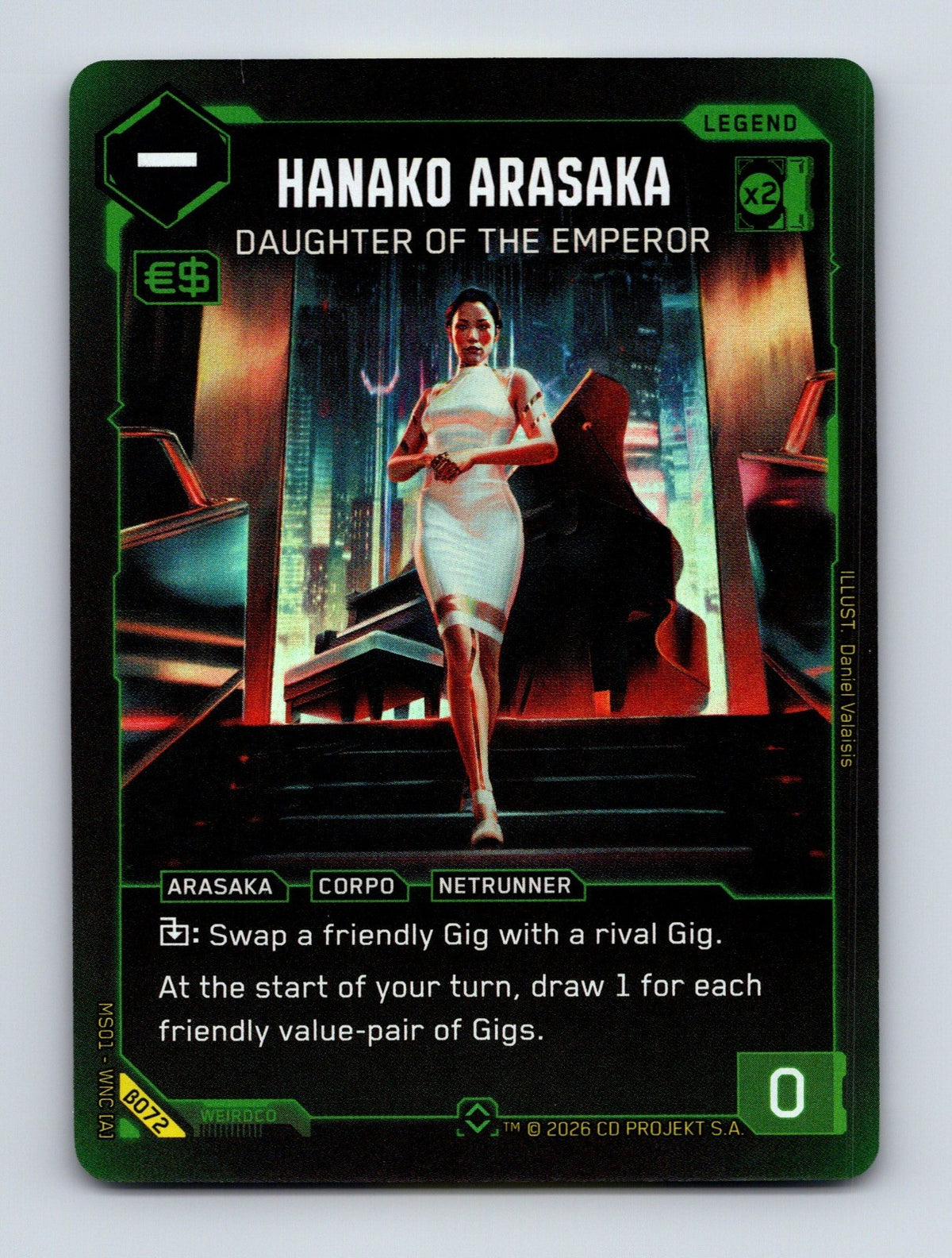 Cyberpunk TCG Beta Hanako Arasaka - Daughter of the Emperor (Rare) 072 NM