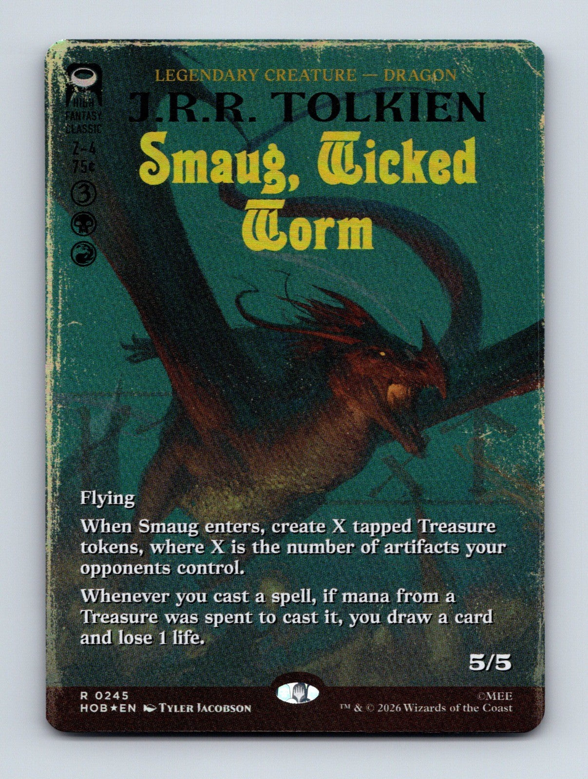 MTG Smaug, Wicked Worm (Borderless) (Surge Foil) 281 The Hobbit Foil NM