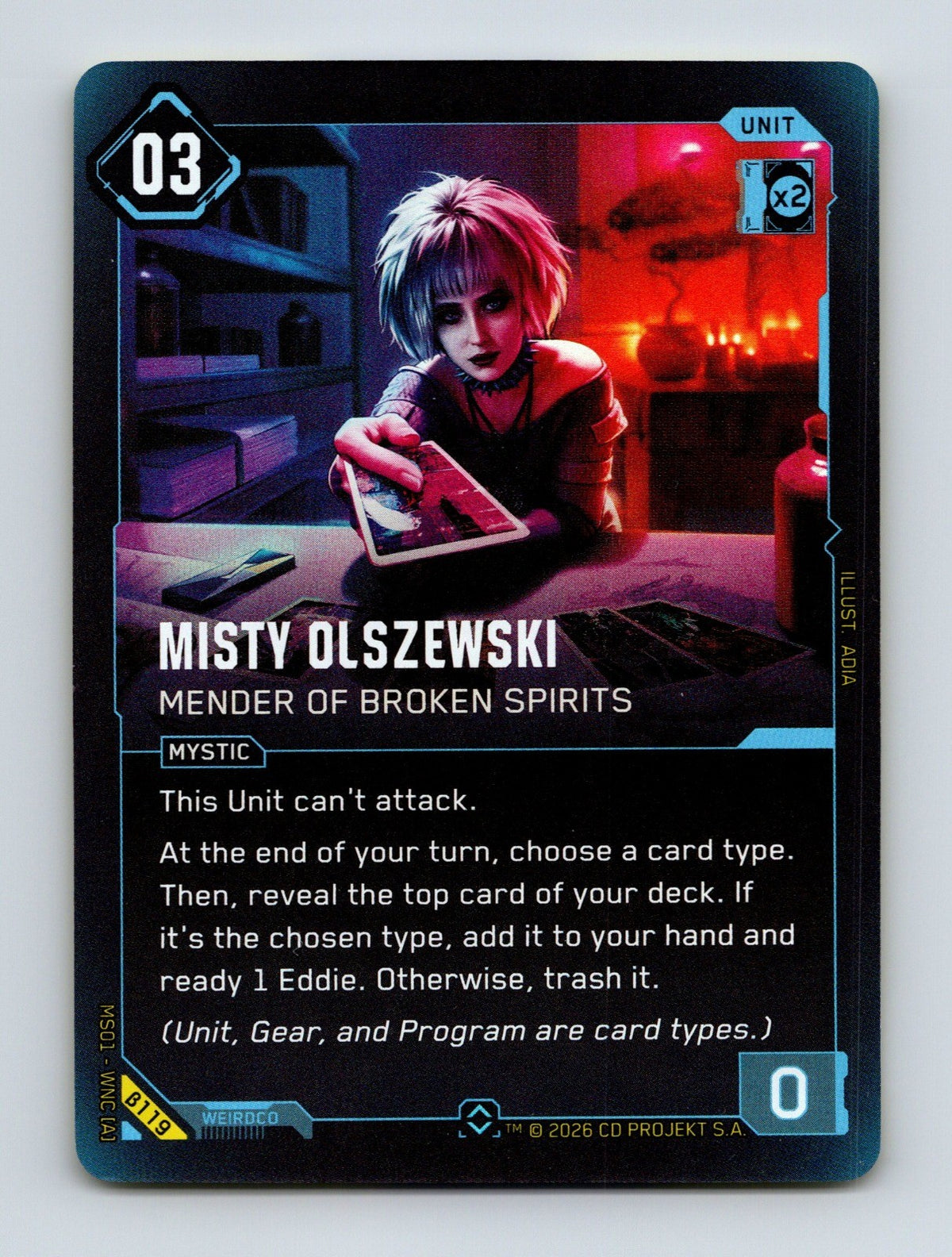 Cyberpunk TCG Beta Misty Olszewski - Mender of Broken Spirits B119 Rare NM