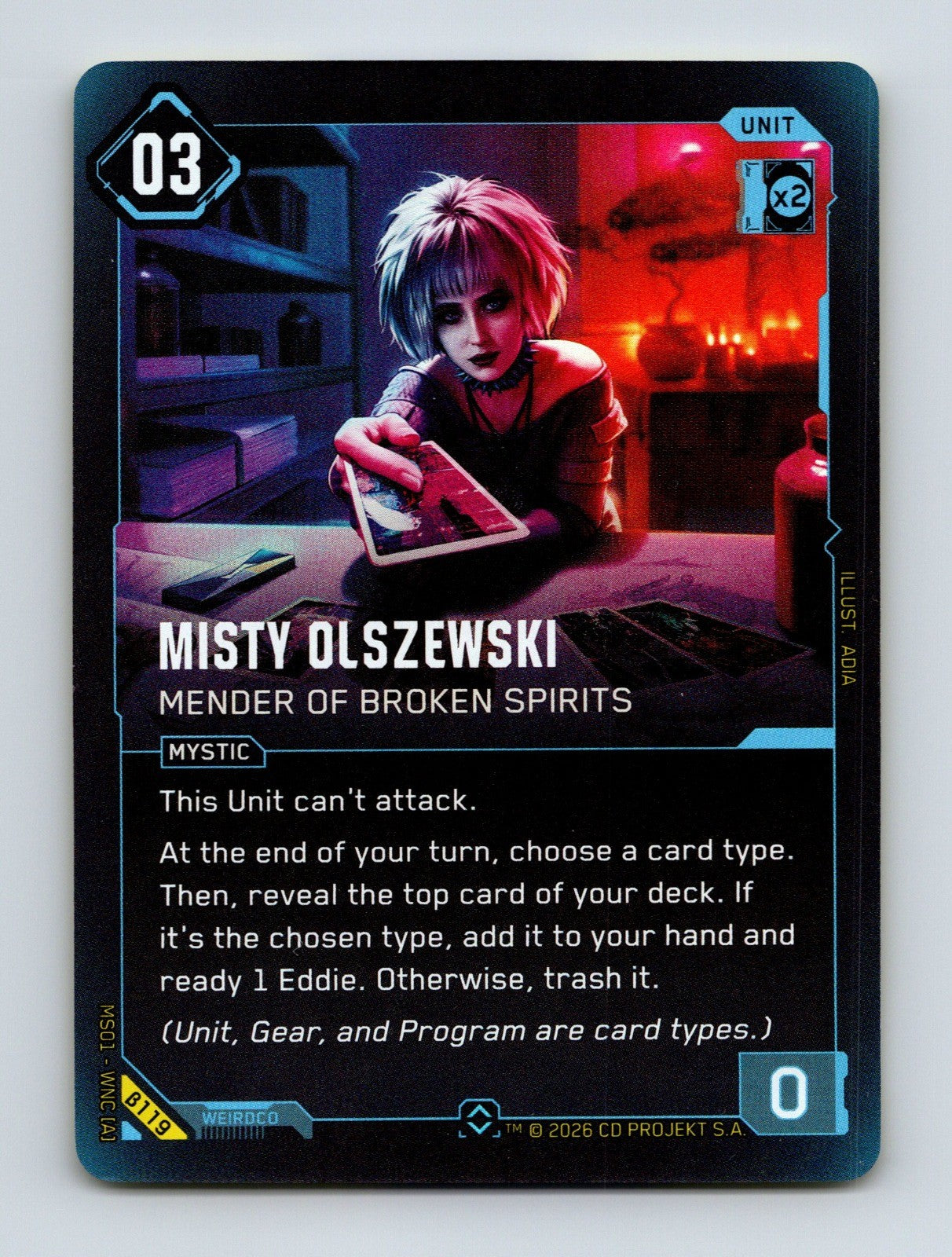 Cyberpunk TCG Beta Misty Olszewski - Mender of Broken Spirits B119 Rare NM
