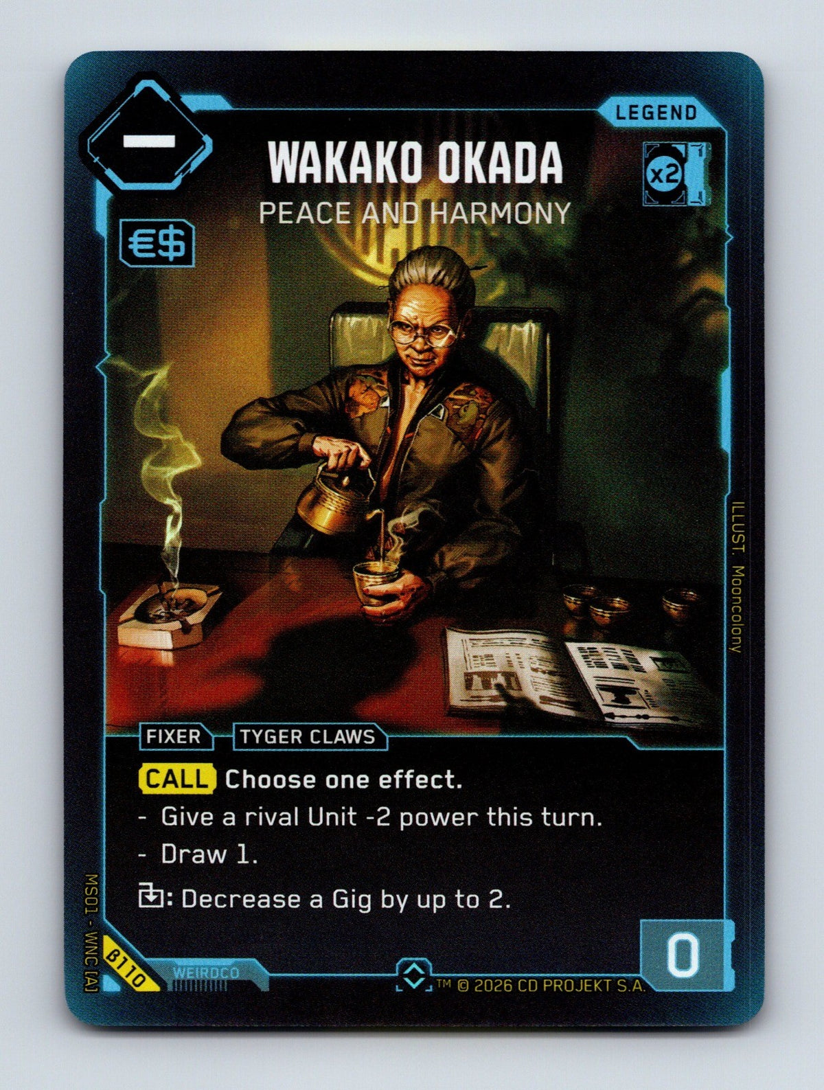 Cyberpunk TCG Beta Wakako Okada - Peace and Harmony (Rare) 110 NM