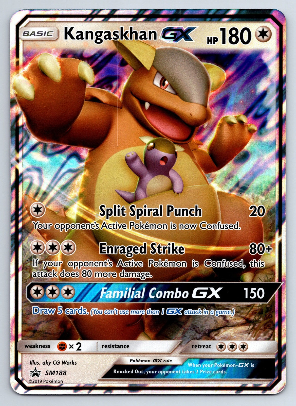 Pokemon Kangaskhan GX SM Black Star Promo SM188 Holo Promo Jumbo Oversized NM