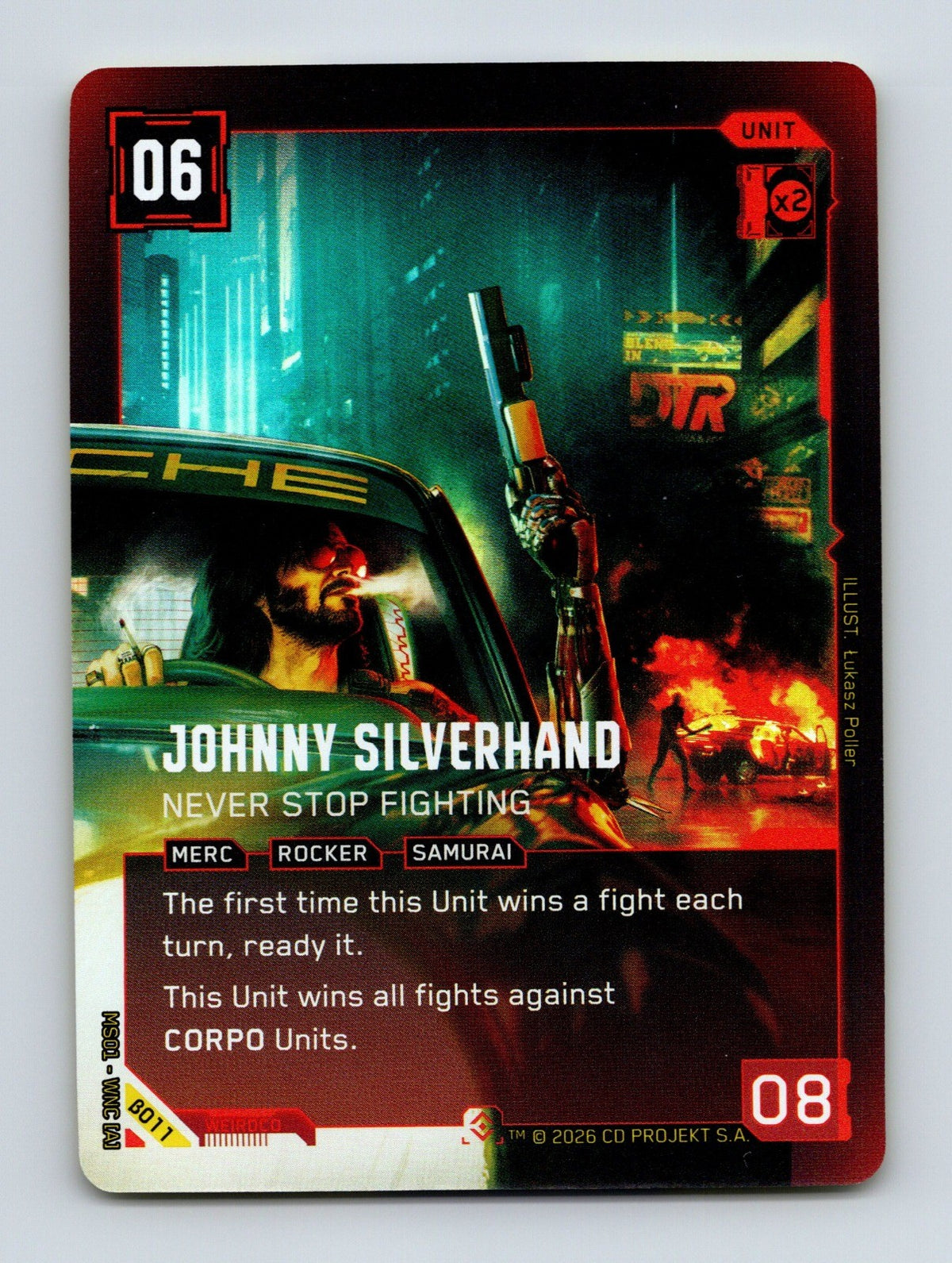 Cyberpunk TCG Beta Johnny Silverhand - Never Stop Fighting (Epic) B011 Epic NM