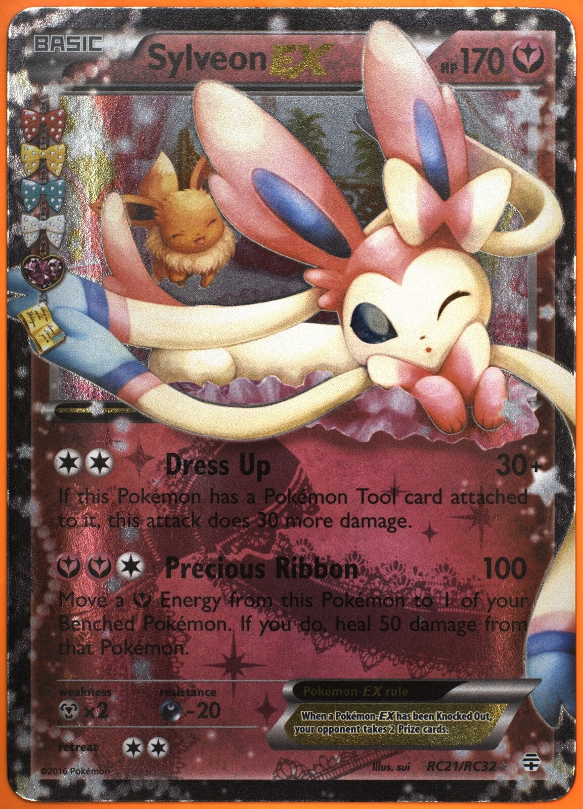 2016 Pokemon Generations Radiant Coll Sylveon EX #RC21 Holo UR TAG 8 NM-MT