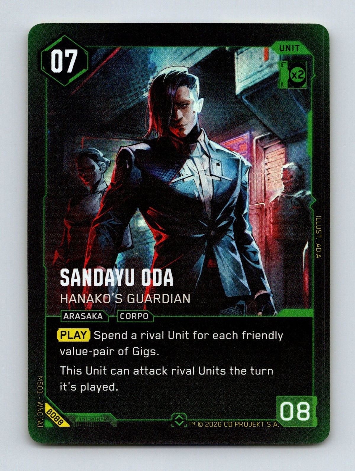 Cyberpunk TCG Beta Sandayu Oda - Hanako's Guardian (Rare) 088 NM