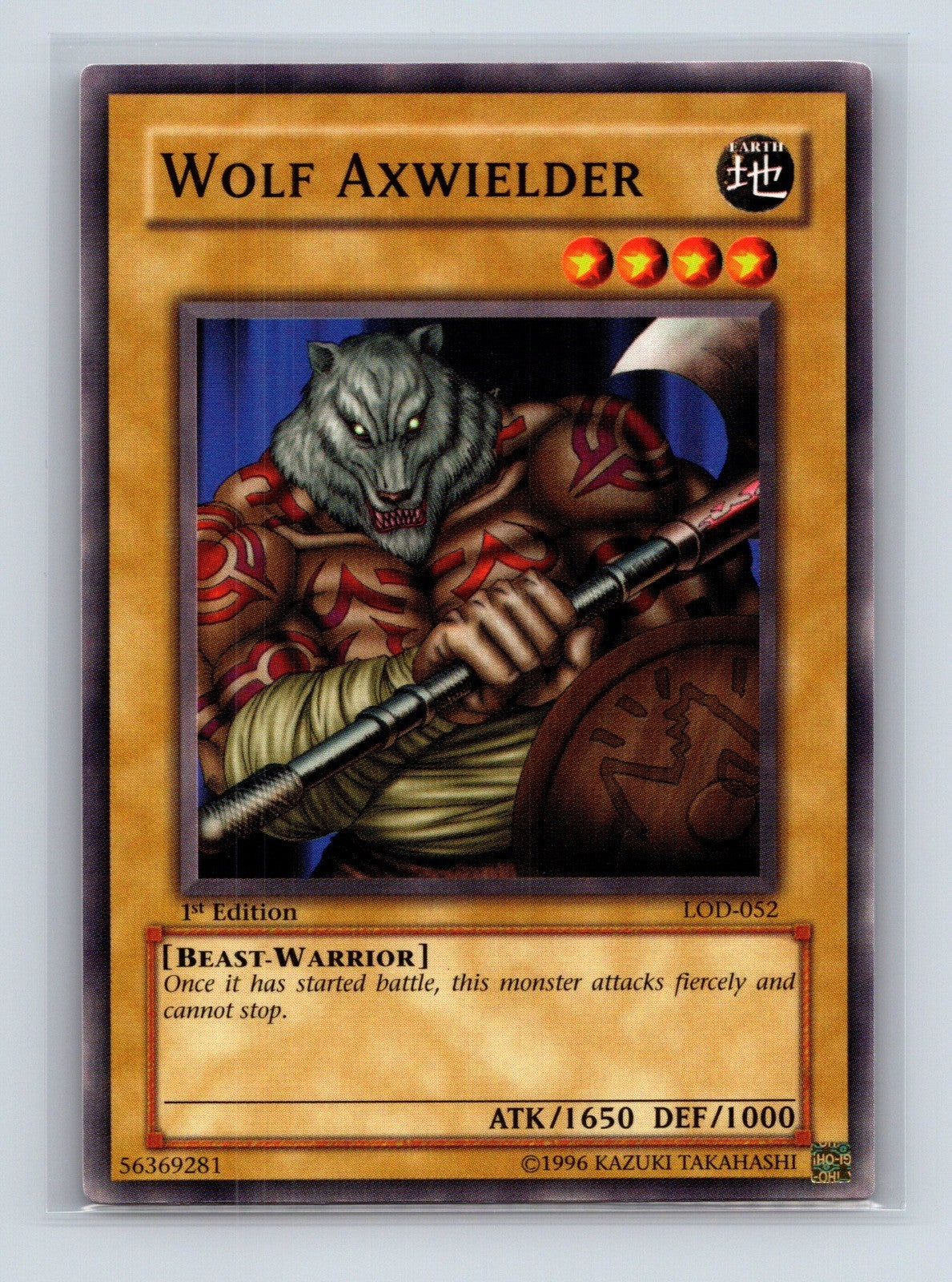 Yugioh Wolf Axwielder LOD-052 Common 1st Edition NM