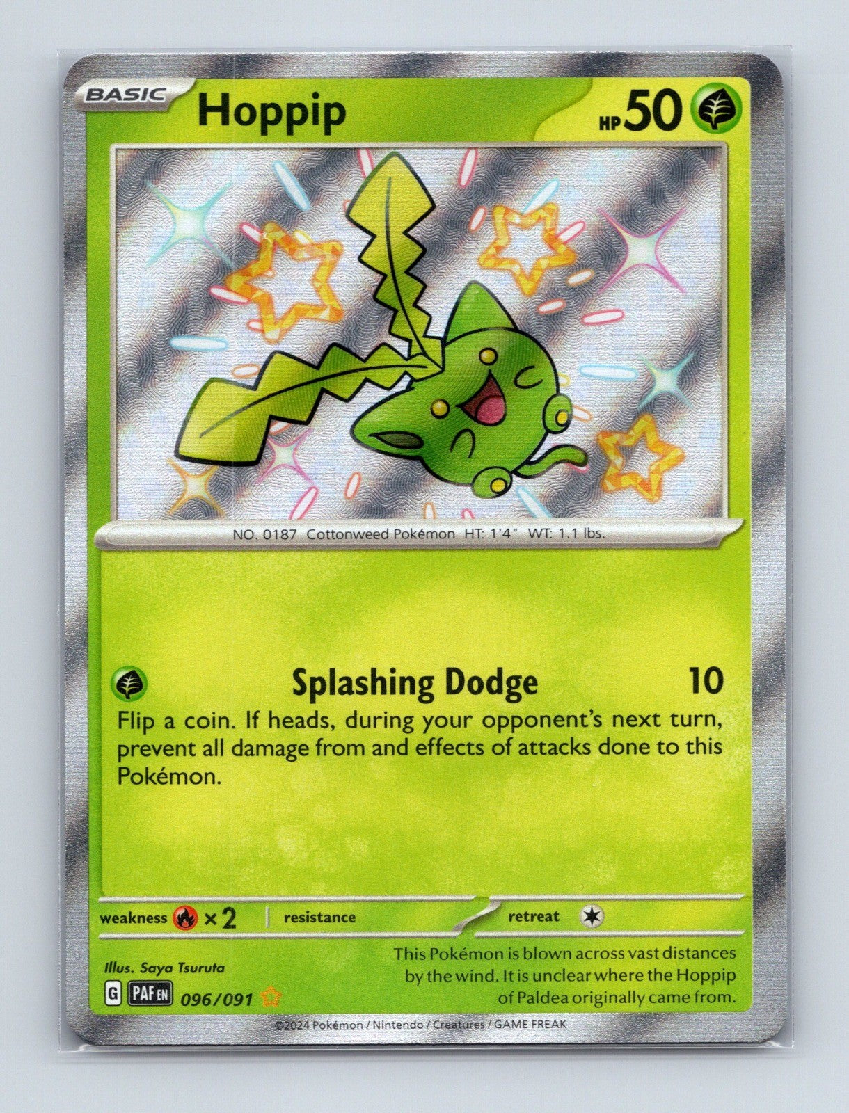 2024 Pokemon TCG Hoppip SV: Paldean Fates 096/091 Holo Shiny Rare NM