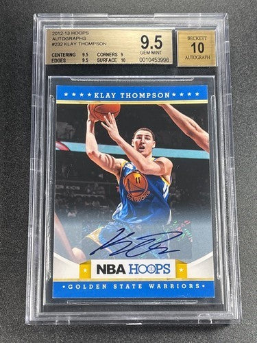 KLAY THOMPSON 2012 PANINI NBA HOOPS #232 AUTO ROOKIE RC BGS 9.5 10 GEM WARRIORS
