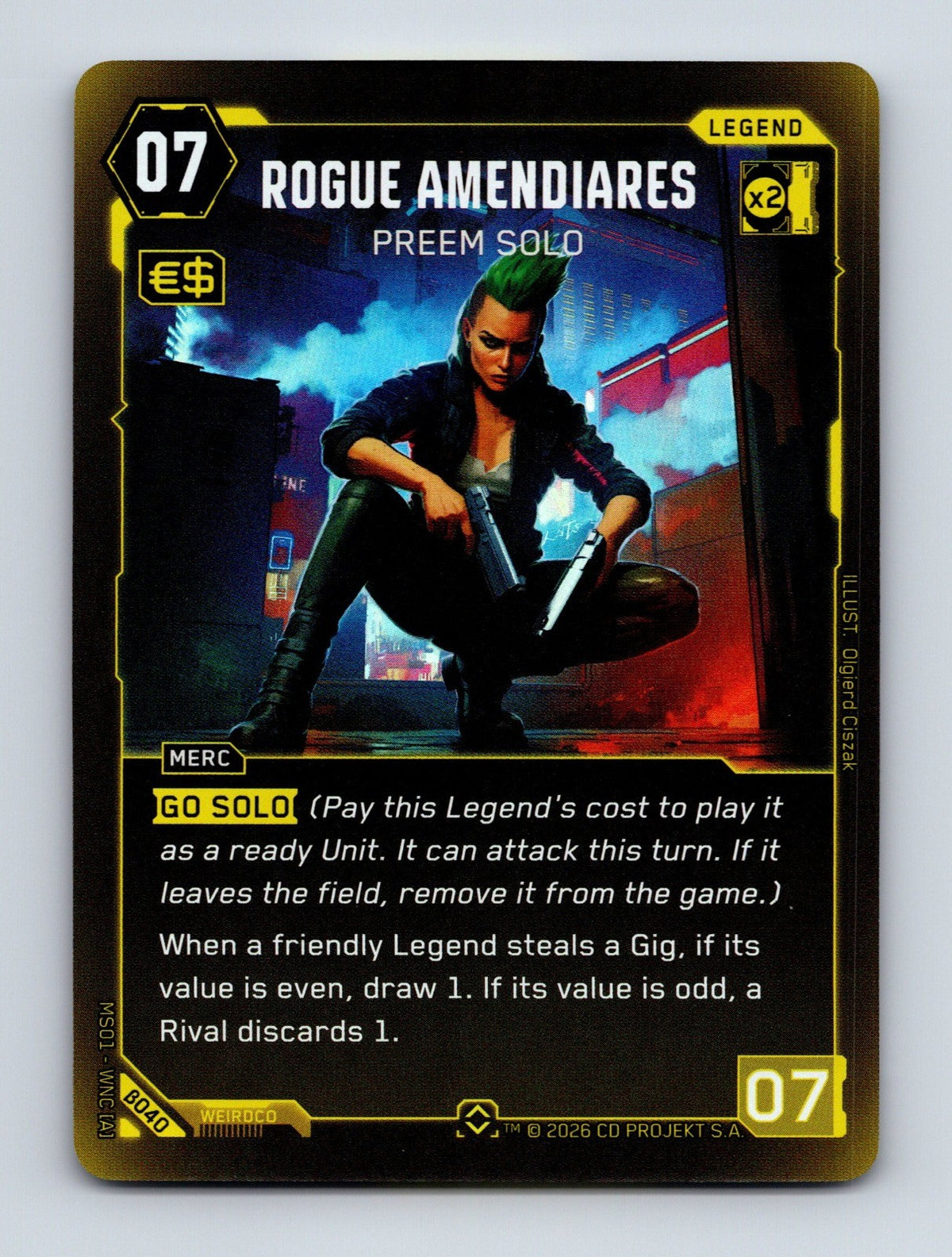 Cyberpunk TCG Beta Rogue Amendiares - Preem Solo (Rare) B040 Rare NM