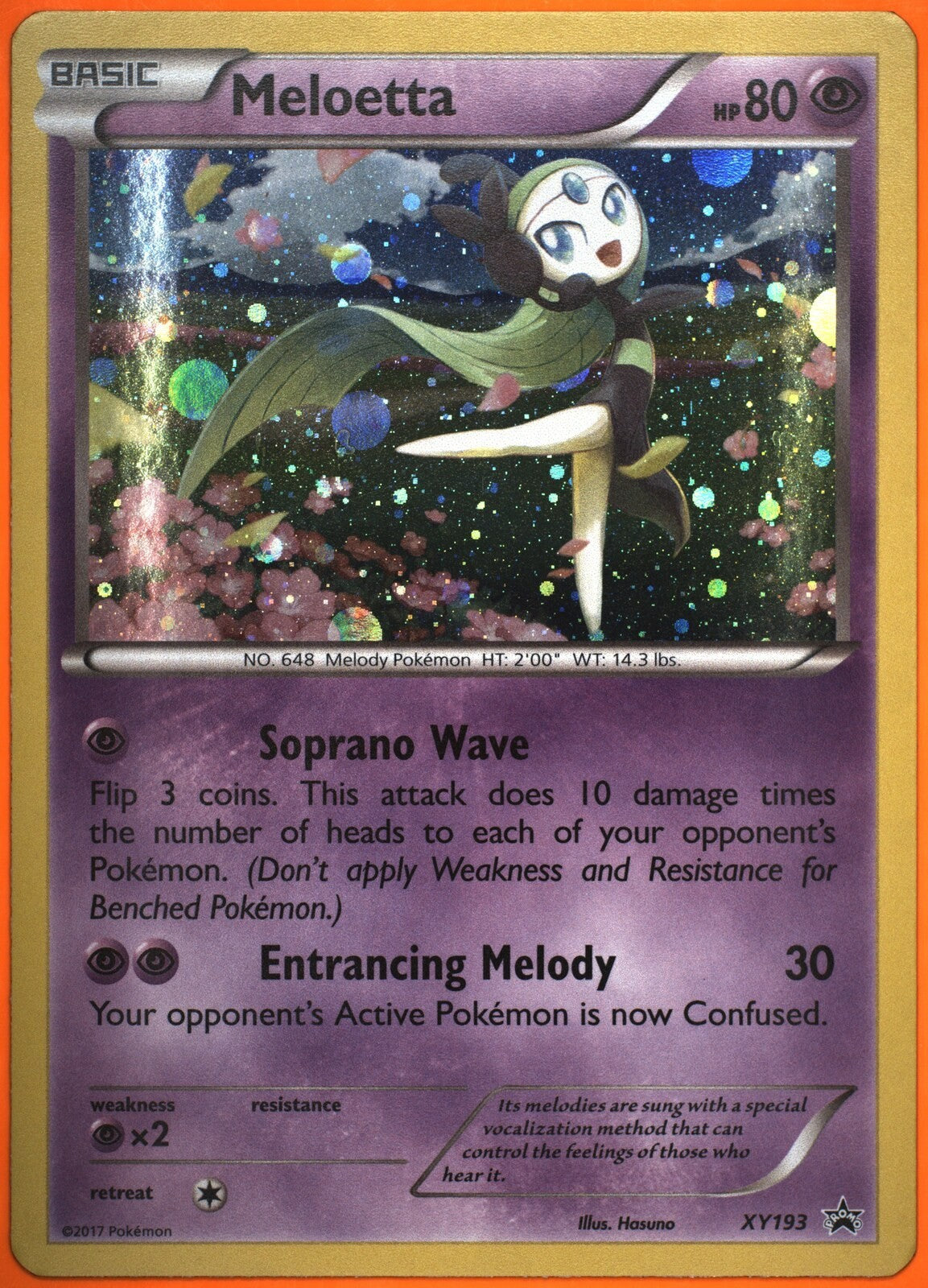 2017 Pokemon XY Black Star Promo Meloetta #XY193 Holo Promo TAG 8 NM-MT