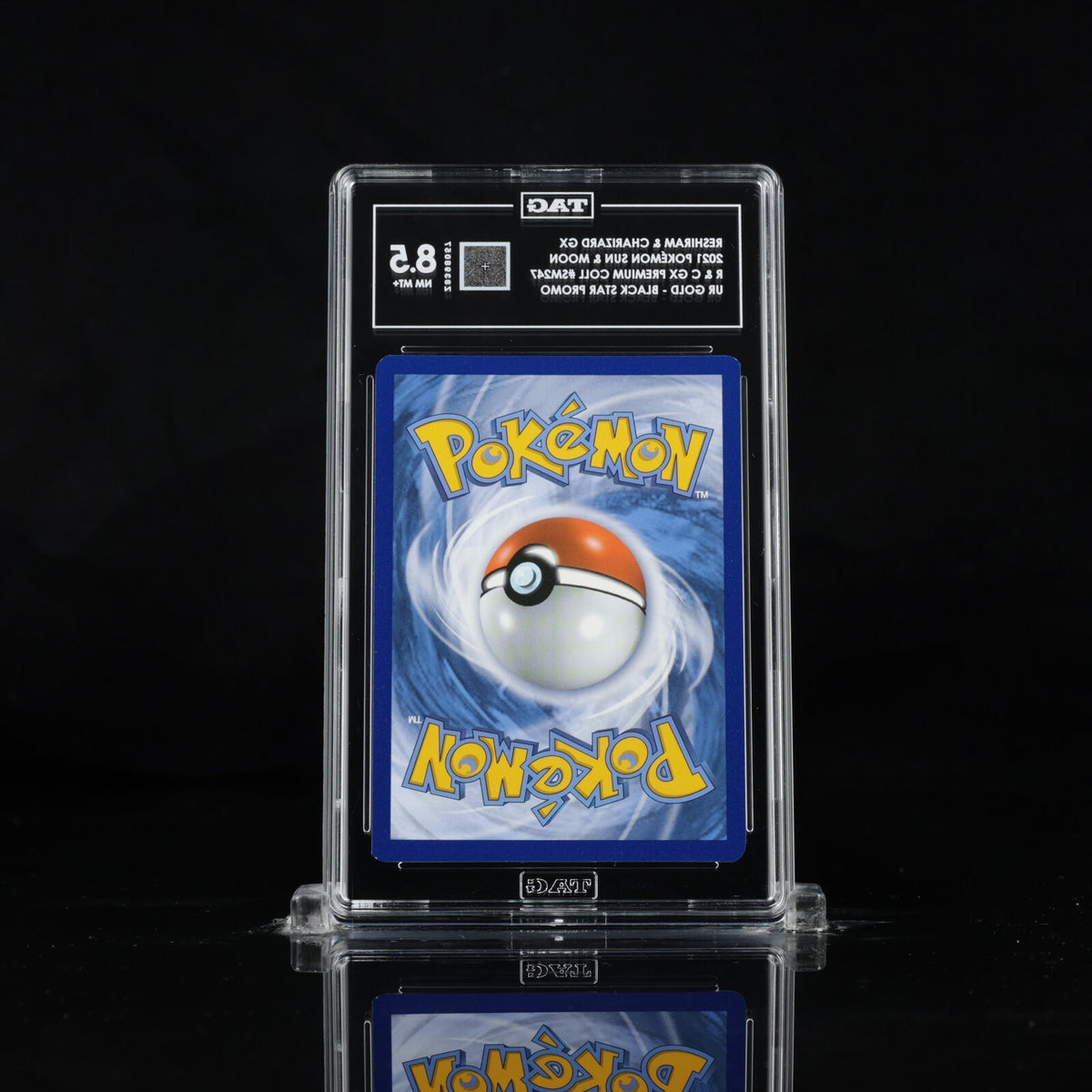 2021 Pokemon SM Promo Reshiram & Charizard GX #SM247 Gold UR TAG 8.5 NM-MT+