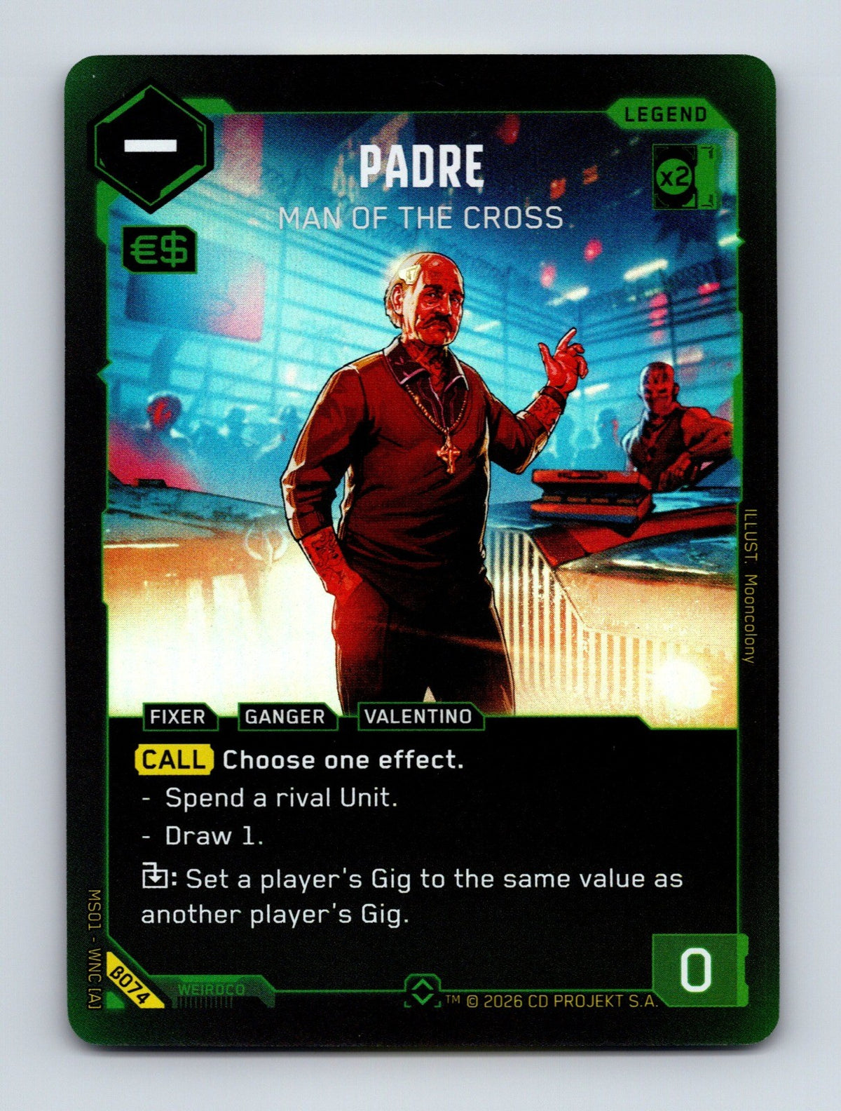 Cyberpunk TCG Beta Padre - Man of the Cross (Rare) 074 NM