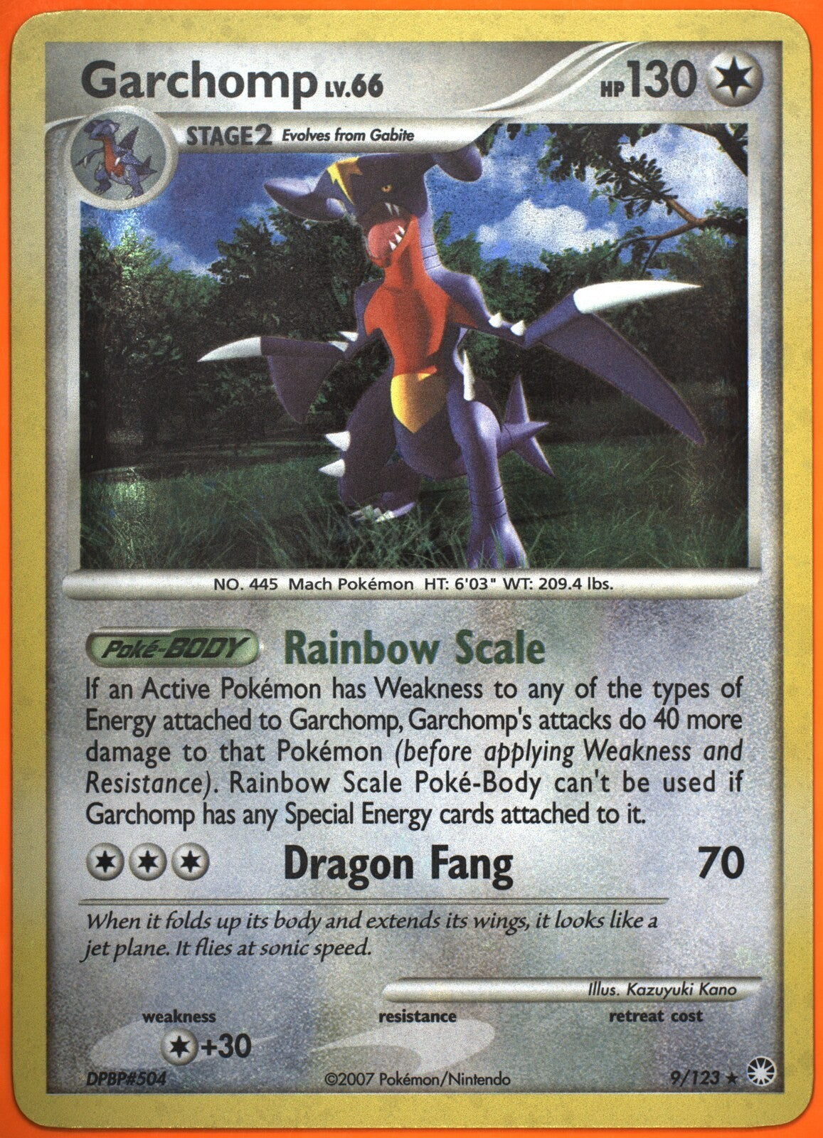 2007 Pokemon Mysterious Treasures Garchomp #9/123 Holo Rare TAG 9 MINT