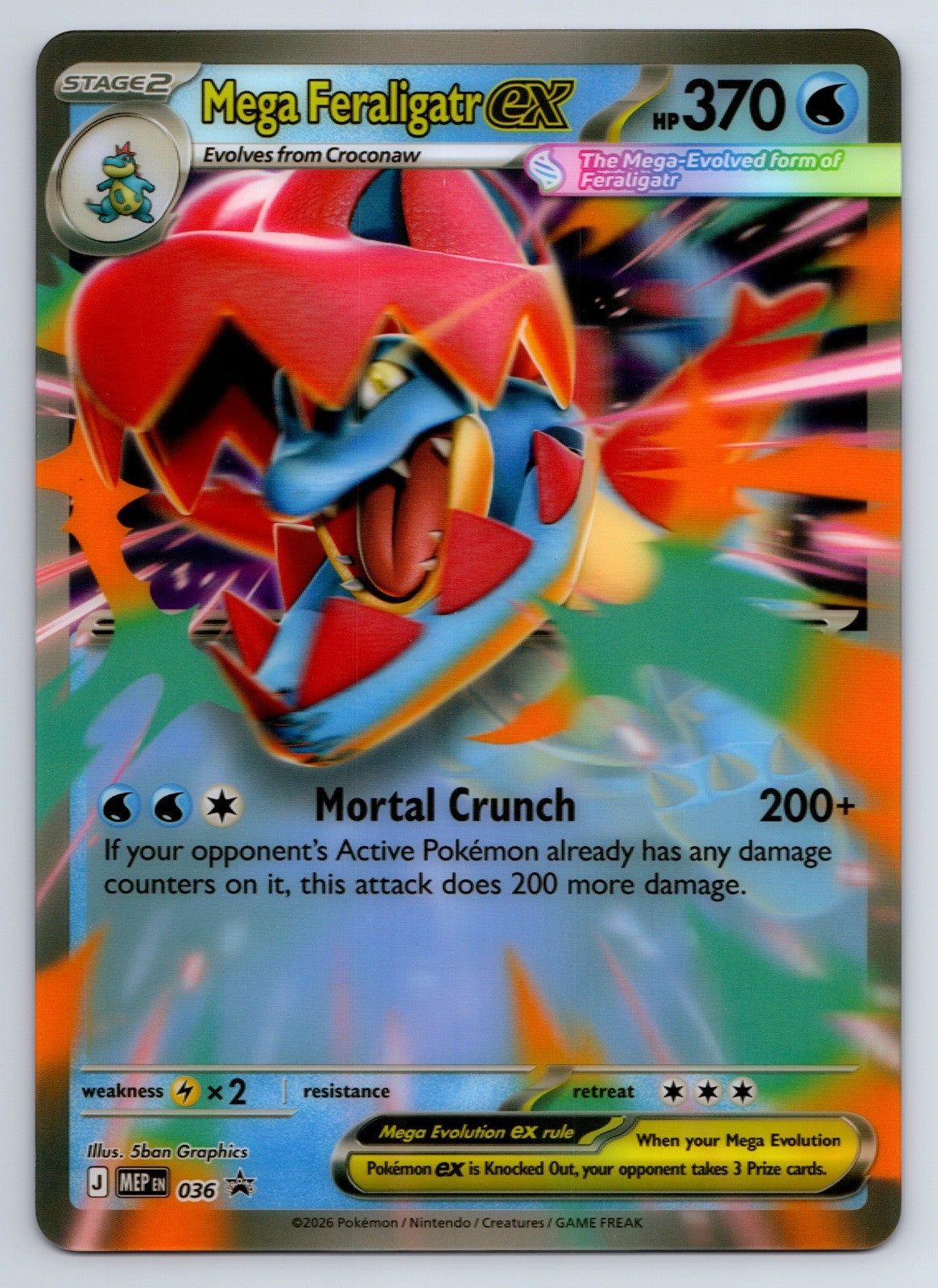 Pokemon Mega Feraligatr ex 036 Holo Promo Jumbo Oversized NM