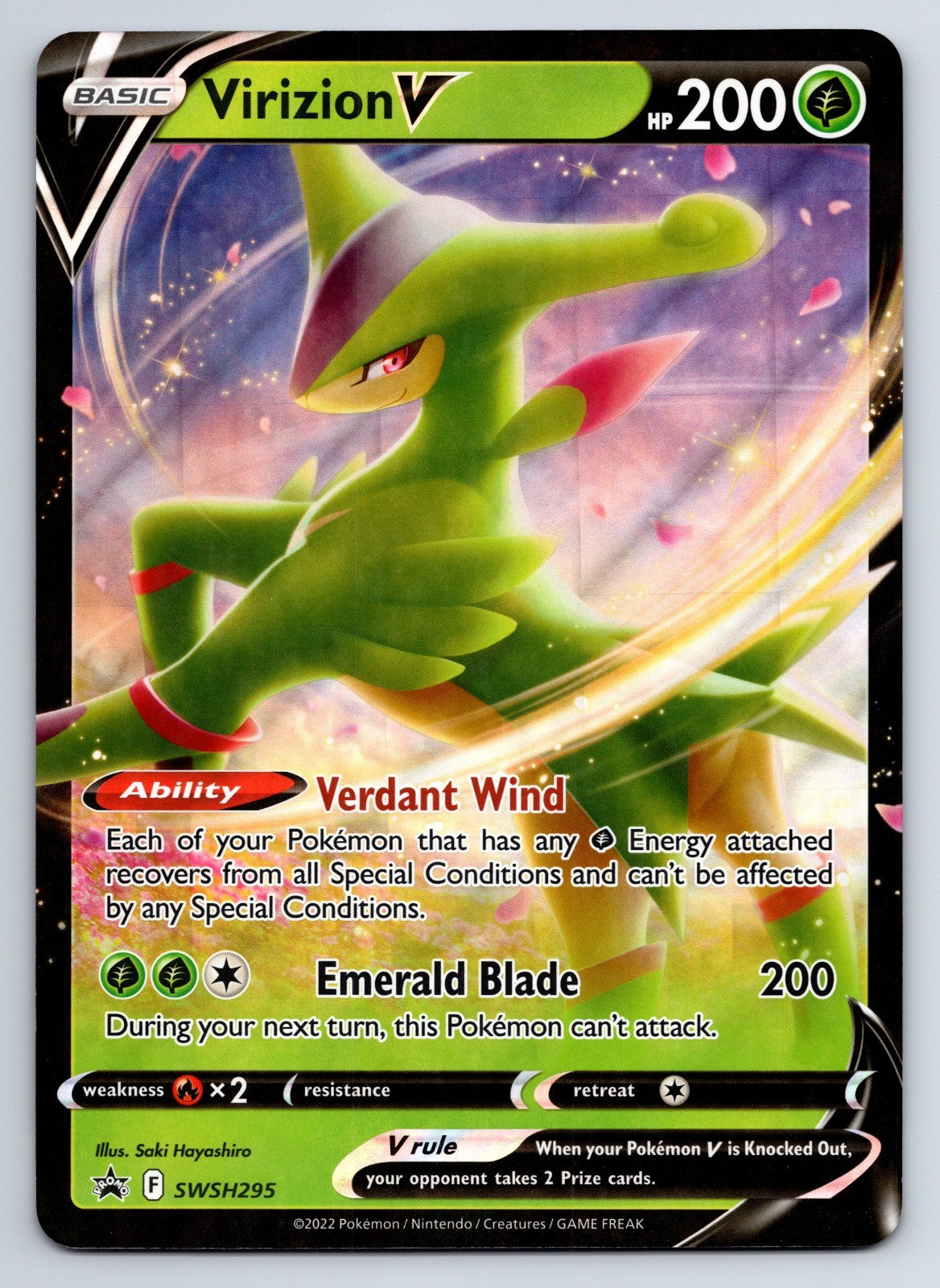 Pokemon Virizion V SWSH295 Holo Promo Jumbo Oversized NM