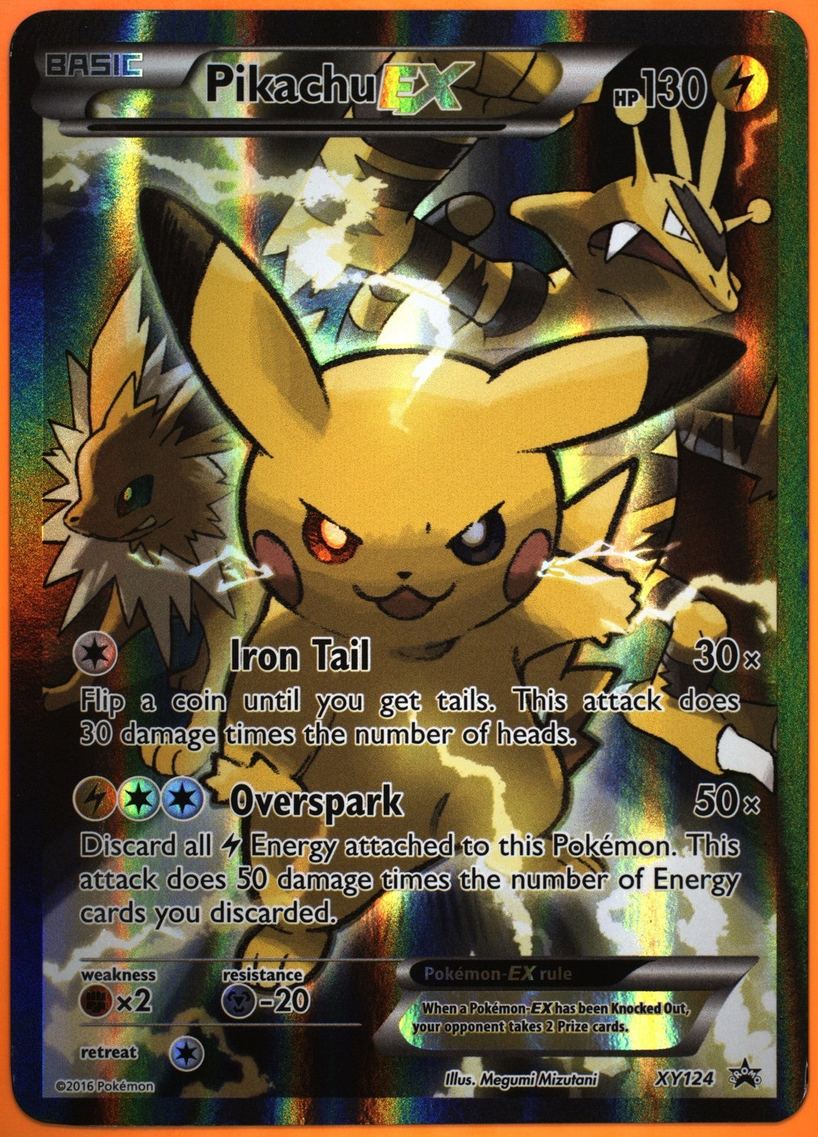 TAG 8.5 NM MT+ Pikachu EX XY124 Full Art Red & Blue Collection Promo Pokemon