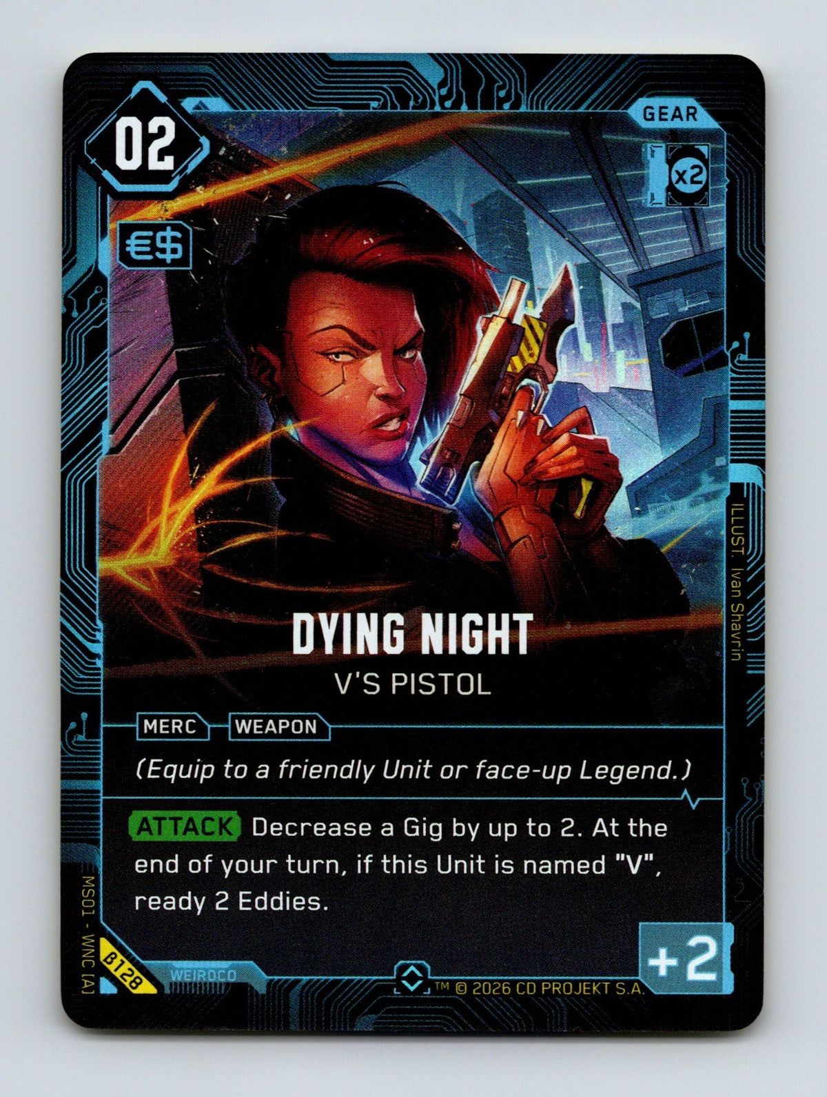Cyberpunk TCG Beta Dying Night - V's Pistol B017 Rare NM