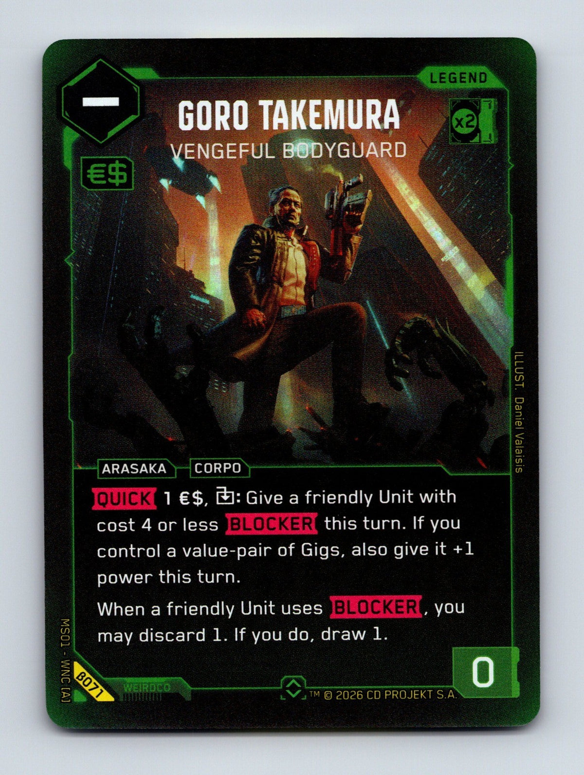 Cyberpunk TCG Beta Goro Takemura - Vengeful Bodyguard (Rare) B071 Rare NM