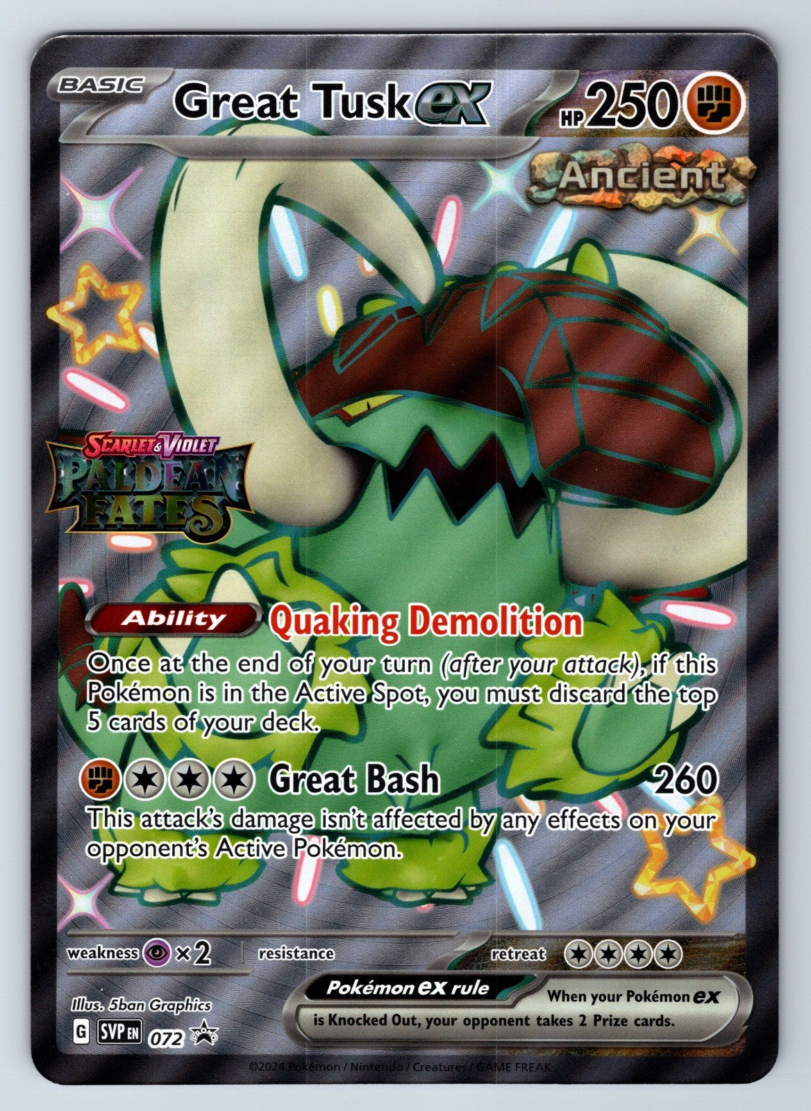 2015 Great Tusk ex - (Paldean Fates Stamped) 072 Jumbo Oversized NM