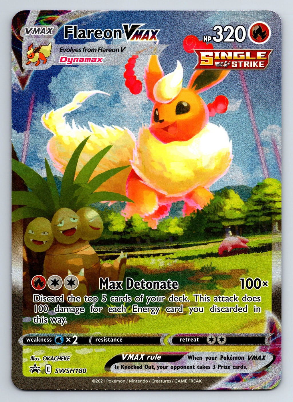 Pokemon Flareon VMAX SWSH180 Holo Promo Jumbo Oversized NM